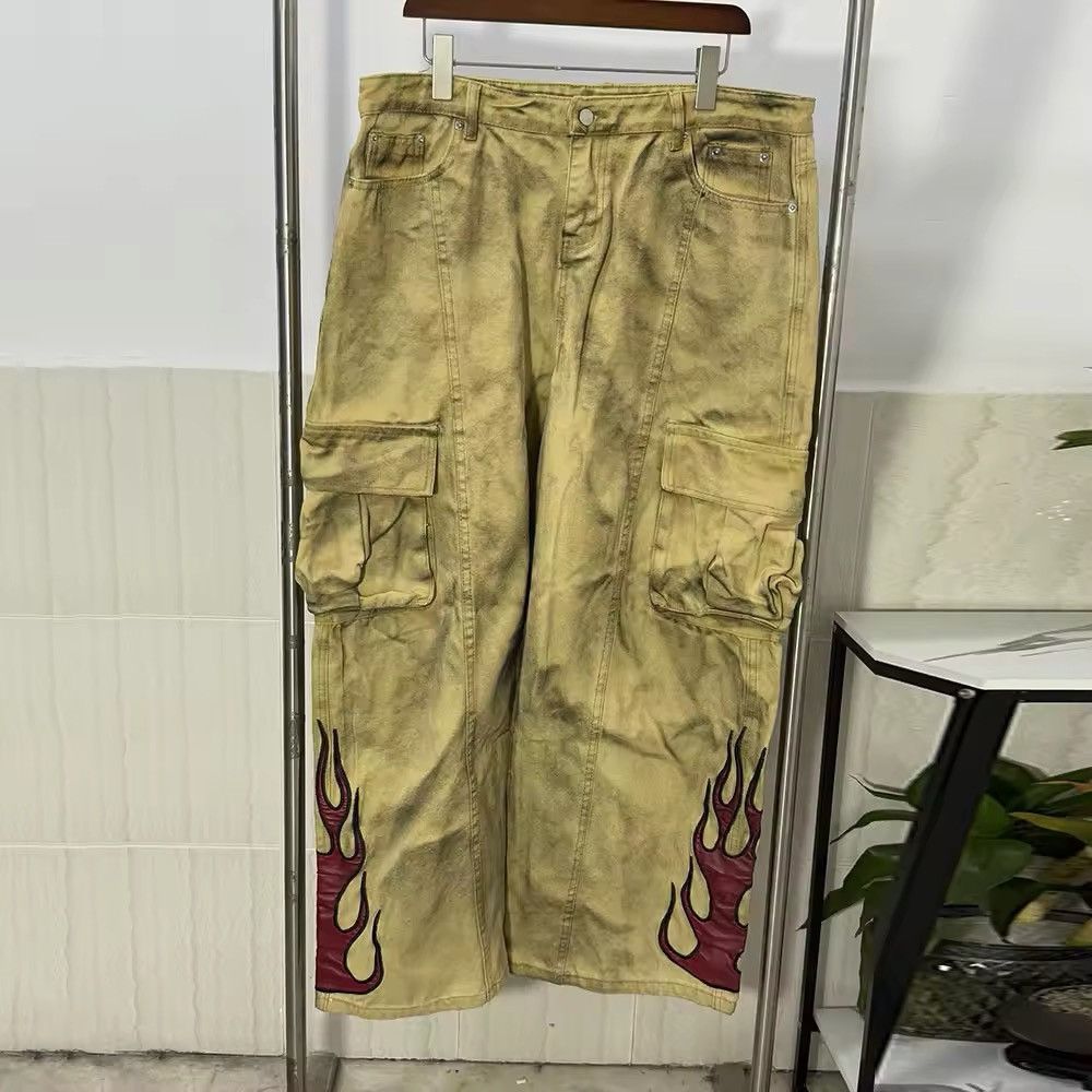 Japanese Brand × Jean Flame Embroidery Wide Leg Dirty Jean Size US 30 / EU 46 - 5 Thumbnail