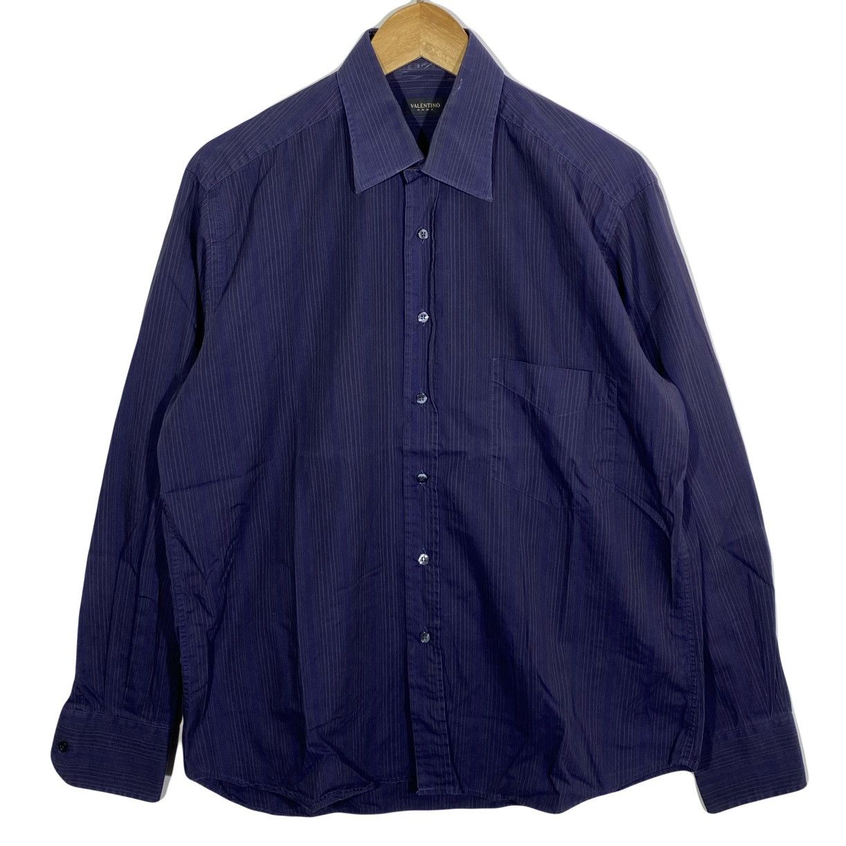 Valentino Chemise Rayures Fines Old Money Vintage Valentino Roma Size US S / EU 44-46 / 1 - 1 Thumbnail