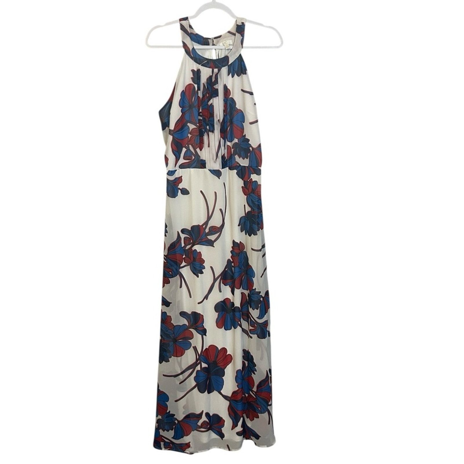Other C brand Blue Red Halter Sundress key hole pleats slip Size L Size L / US 10 / IT 46 - 1 Thumbnail