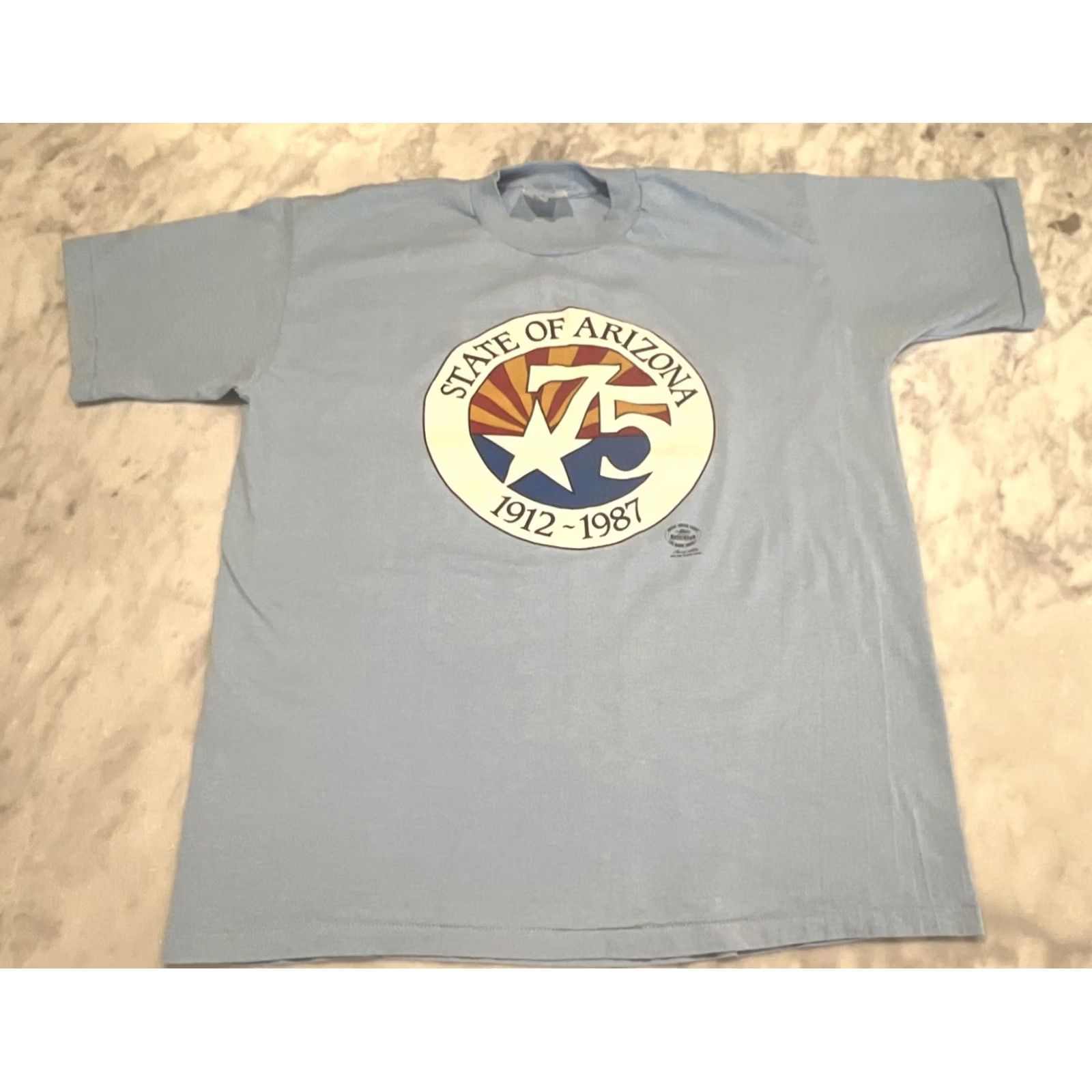 Vintage VINTAGE Hazelwood Premo Arizona 75th Anniversary T Shirt XL Blue Short Sleeve Graphic Tee United States 1980s Mens Size US XL / EU 56 / 4 - 2 Thumbnail