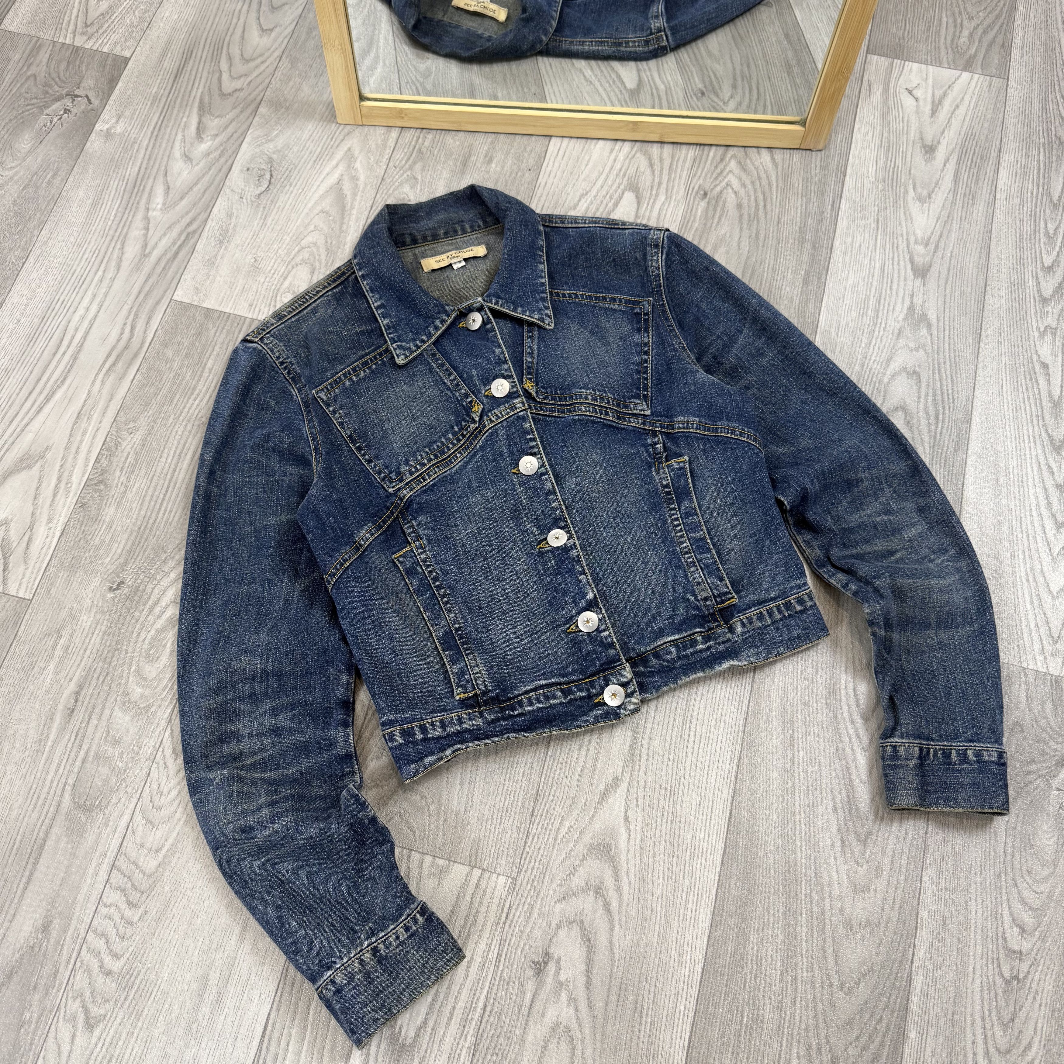 See by Chloe Vintage See By Chloe Blue Croppped Denim Trucker Jacket Size S / US 4 / IT 40 - 5 Thumbnail