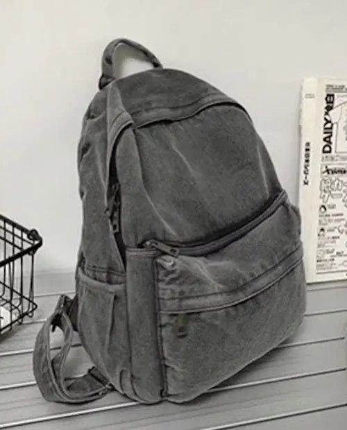 Japanese Brand Fashion patchwork denim backpack aesthetic Size ONE SIZE - 2 Thumbnail