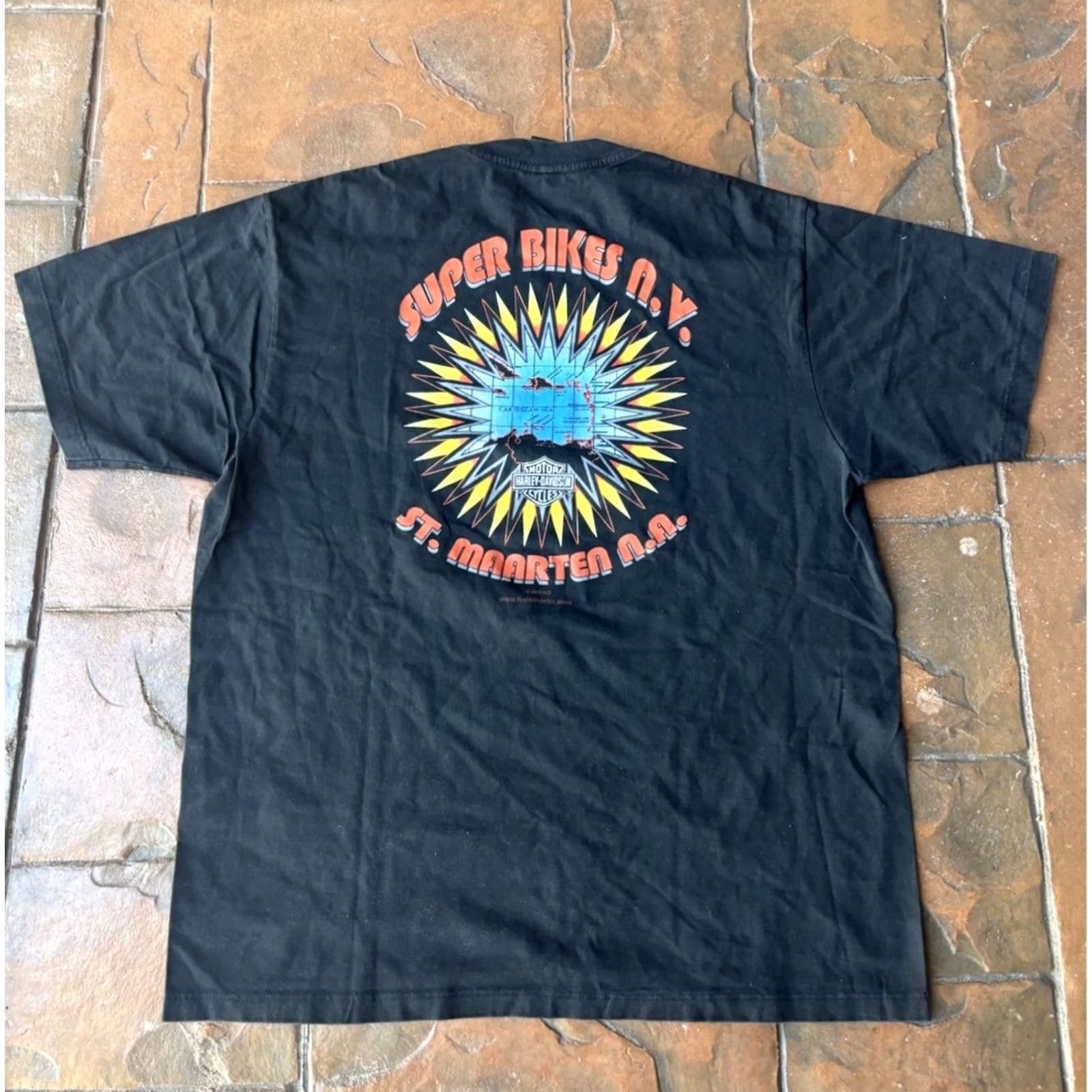 Harley Davidson VINTAGE Harley-Davidson St Maarten Wings T-Shirt XL Black Cotton Knit Crew Neck Short Sleeve Mens Biker 90s USA Logo Size US XL / EU 56 / 4 - 3 Thumbnail