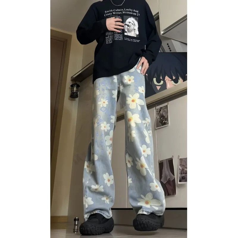 Jean Floral Jeans Size US 33 - 3 Thumbnail