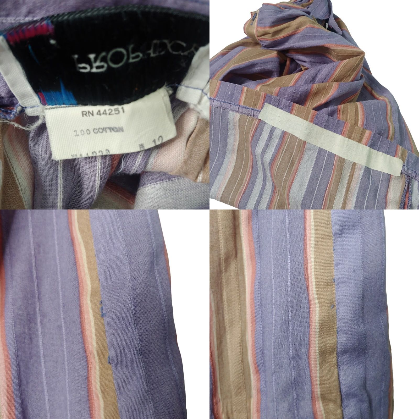 Pinko VINTAGE Prophecy Skirt Midi Women 12 Purple Tan Pink Stripe Cotton Woven A-Line Button Pocketed USA Size 34" / US 12 / IT 48 - 8 Thumbnail