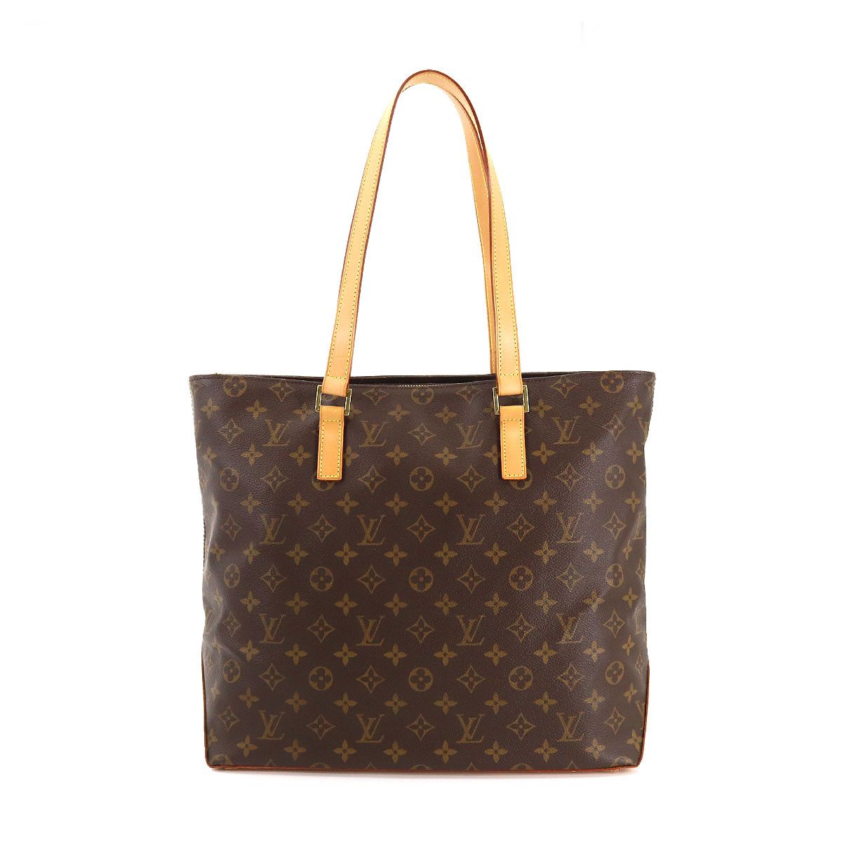 Louis Vuitton Monogram Cabas Mezzo Tote Bag Brown Gold Metal Fittings