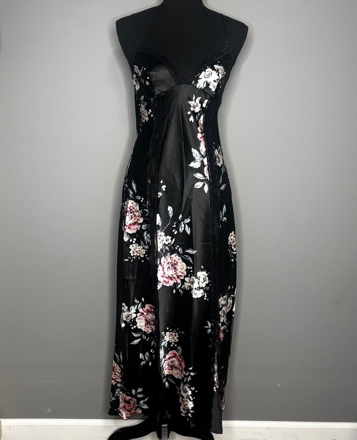 Vintage Sexy Lace Patchwork Print V-Neck Slit Sexy Suspender Dress Size S / US 4 / IT 40 - 3 Thumbnail