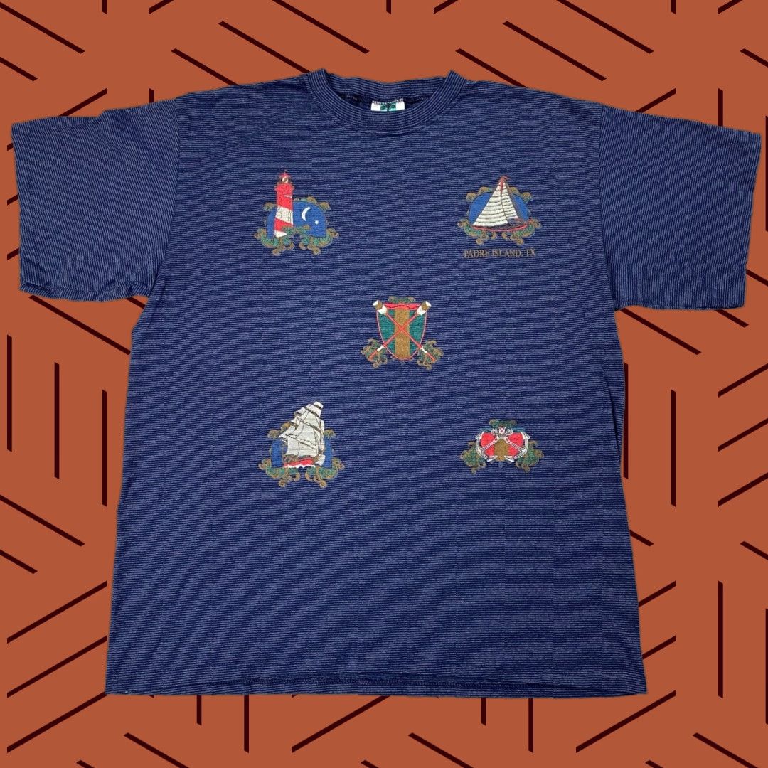 Nautica VINTAGE Padre Island TX TEXAS PUFFY T SHIRT SINGLE STITCH XL BLUE MEN T-Shirt Nautical 90s Logo Size US XL / EU 56 / 4 - 1 Thumbnail