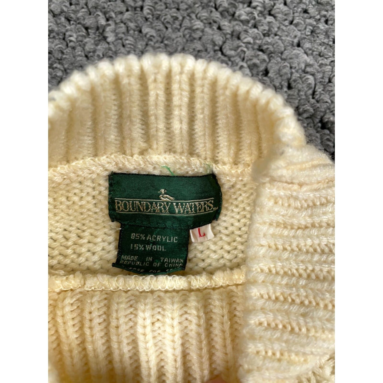 Vintage VINTAGE Boundary Waters Cable Knit Mock Neck Sweater Women's Large Ivory Preppy Lightweight Size L / US 10 / IT 46 - 3 Thumbnail
