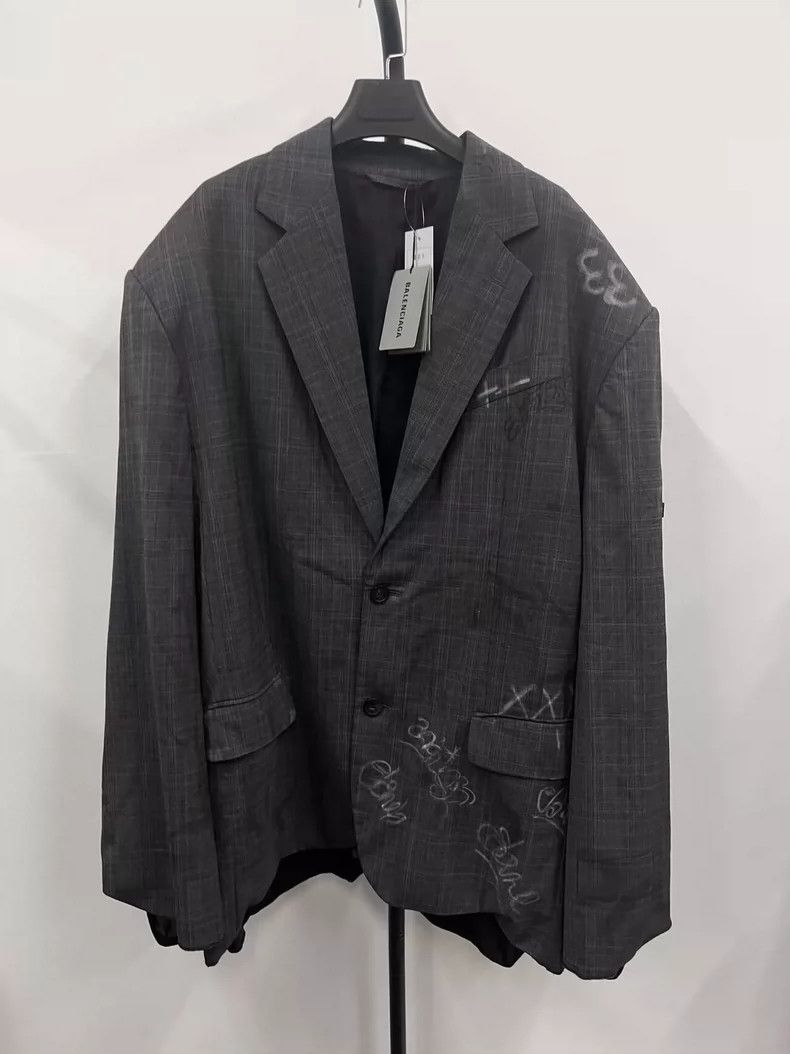 Balenciaga Balenciaga SS23 Graffiti Print Single Breasted Blazer jacke Size US M / EU 48-50 / 2 - 1 Thumbnail