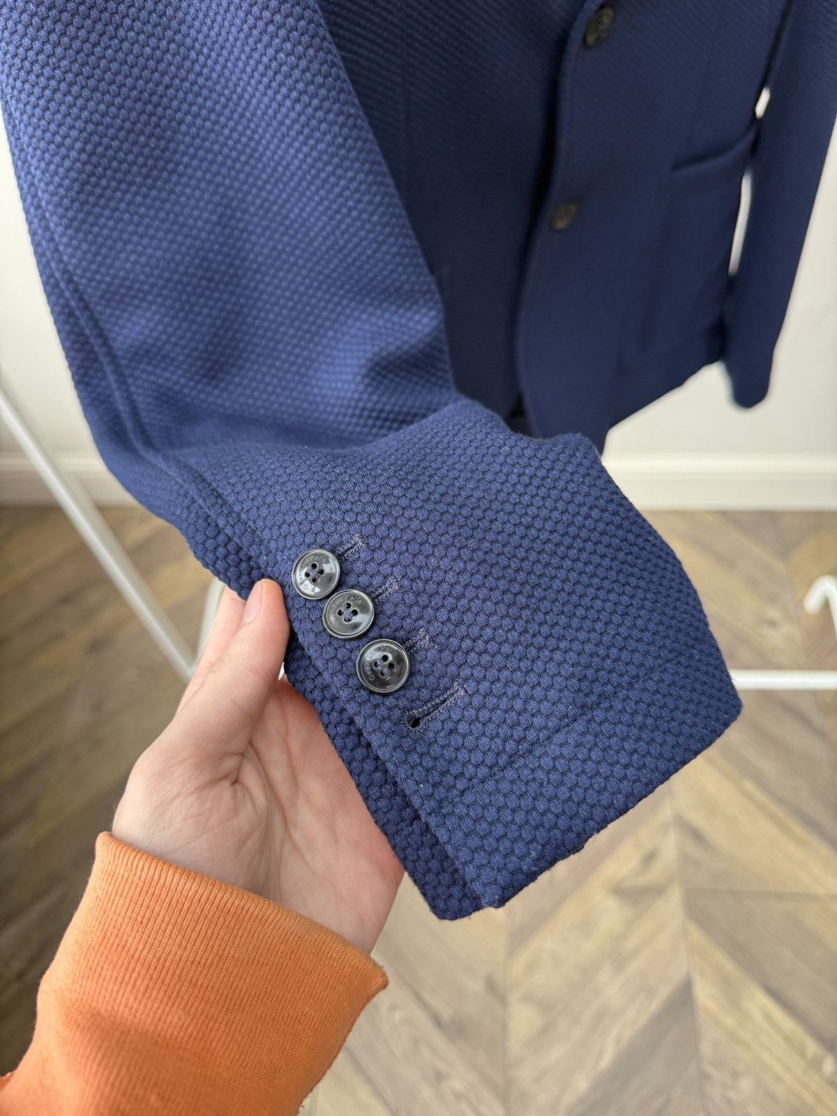 Other Vintage Jean Luc Paris Blue Textured Blazer Size 48R - 5 Thumbnail