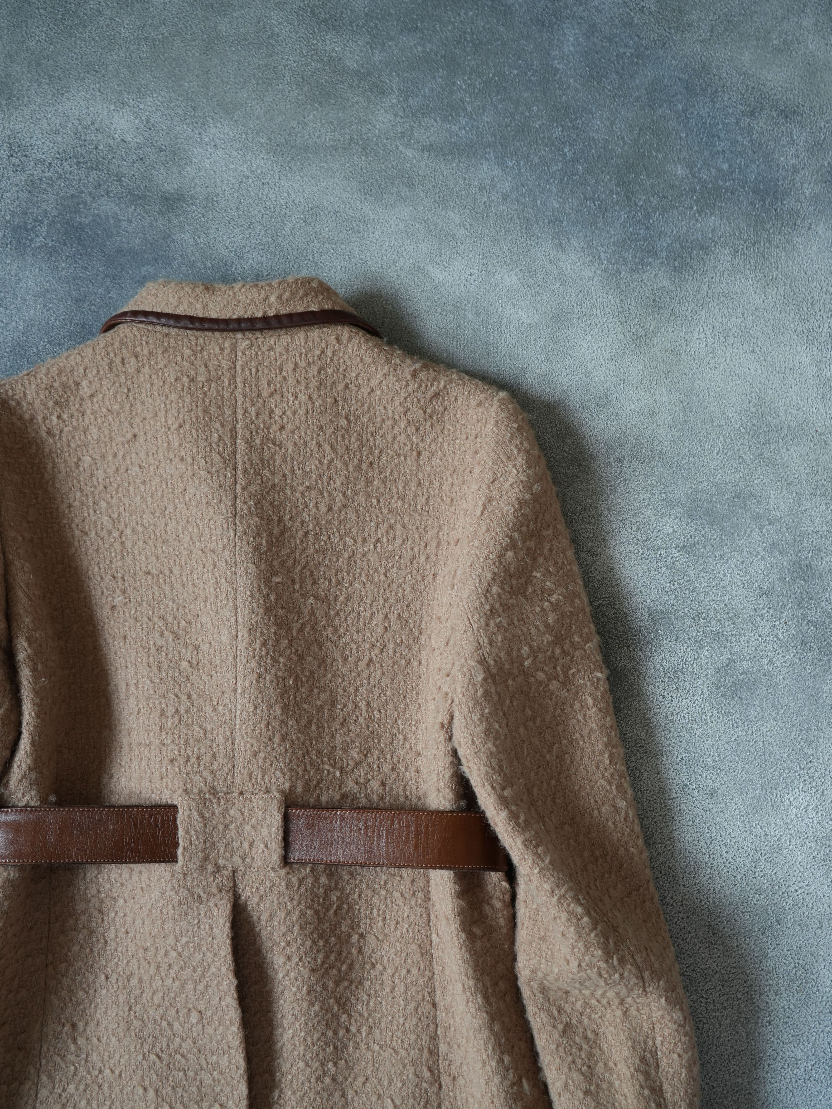 Prada F/W 1996 Prada Carolyn Bessette Kennedy Leather / Wool Coat Size L / US 10 / IT 46 - 14 Thumbnail