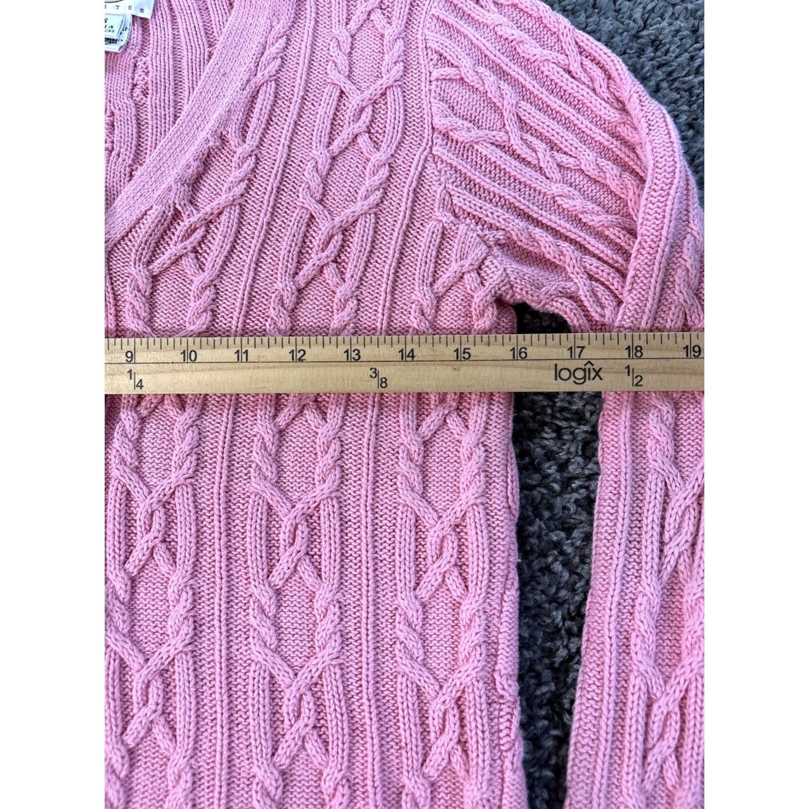 Talbots VINTAGE Talbots Cardigan Sweater Womens Small Cotton Pink 90s Chunky-Knit V-Neck Cardigan Womens S Pink 90s Mens? Size S / US 4 / IT 40 - 3 Thumbnail