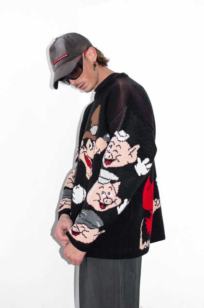 Designer × Disney × Vintage Rare 90s Collectible Disney Big Bad Wolf Chunky Sweater Size US L / EU 52-54 / 3 - 1 Thumbnail