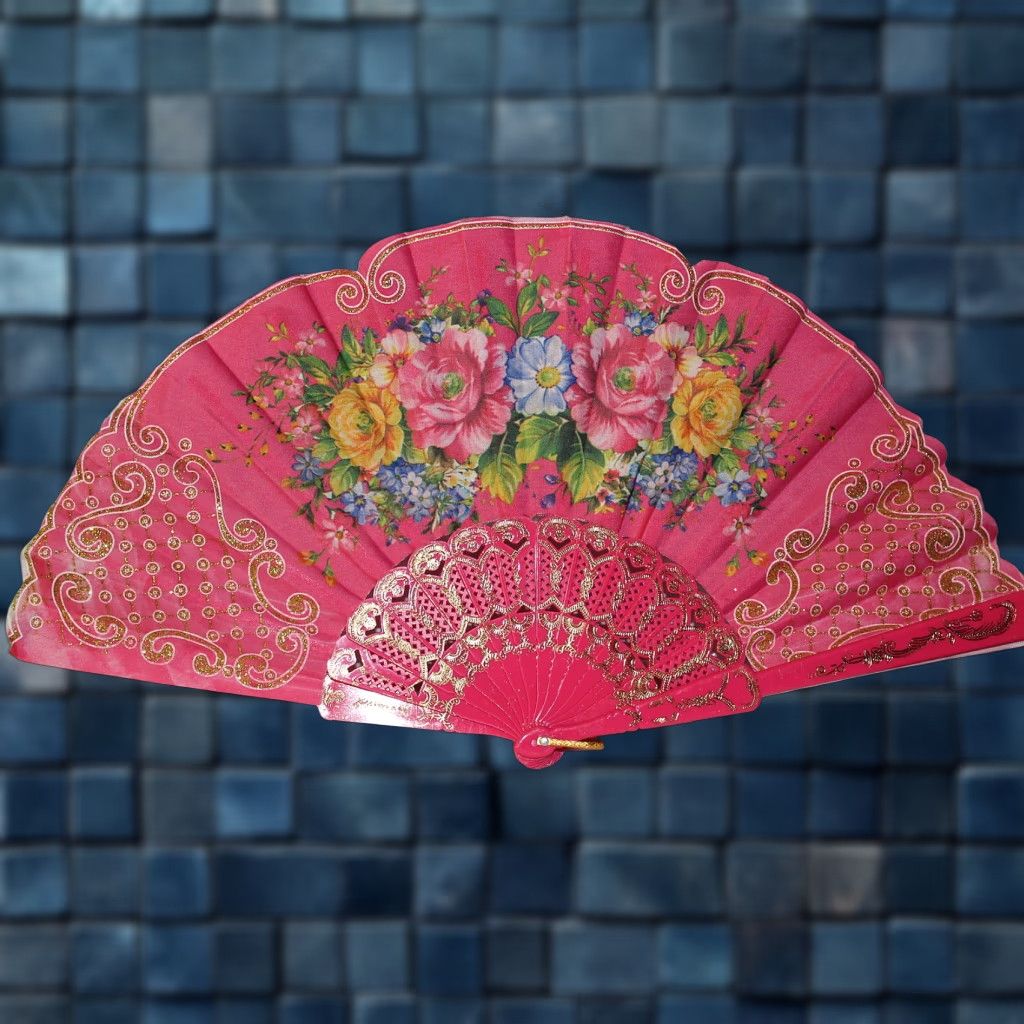 Pinko FAN Small Hand Type Fan FLOWERS FLOWER PINK D1, Unbranded, 16 Inches Wide When Opened, 9 Inches Length When Closed Size ONE SIZE - 1 Thumbnail