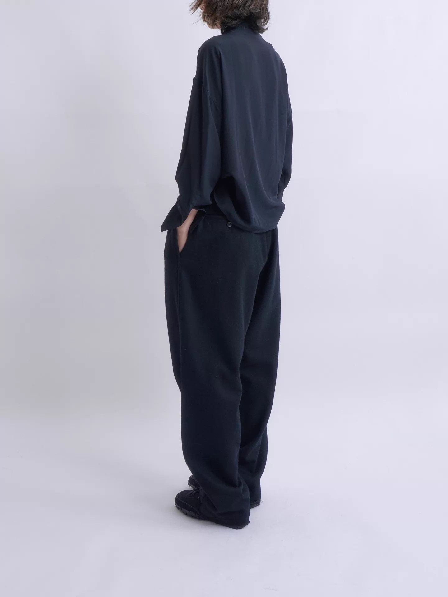 Yohji Yamamoto YOHJI YAMAMOTO 2015AW Black Wool Drawstring Pants Size US 29 - 4 Thumbnail