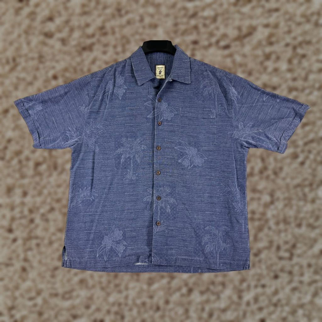 Vintage Jamaica Jaxx Shirt Mens Large Blue Floral Palm Tree Hawaiian Button Up 100% Silk Size US L / EU 52-54 / 3 - 1 Thumbnail