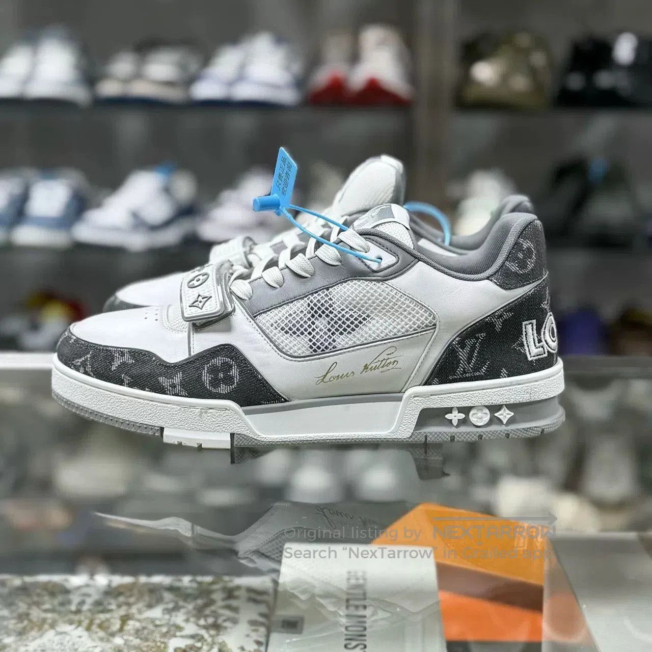 Louis Vuitton Louis Vuitton Trainer White Gray Denim Velcro. Size US 9.5 / EU 42-43 - 3 Thumbnail