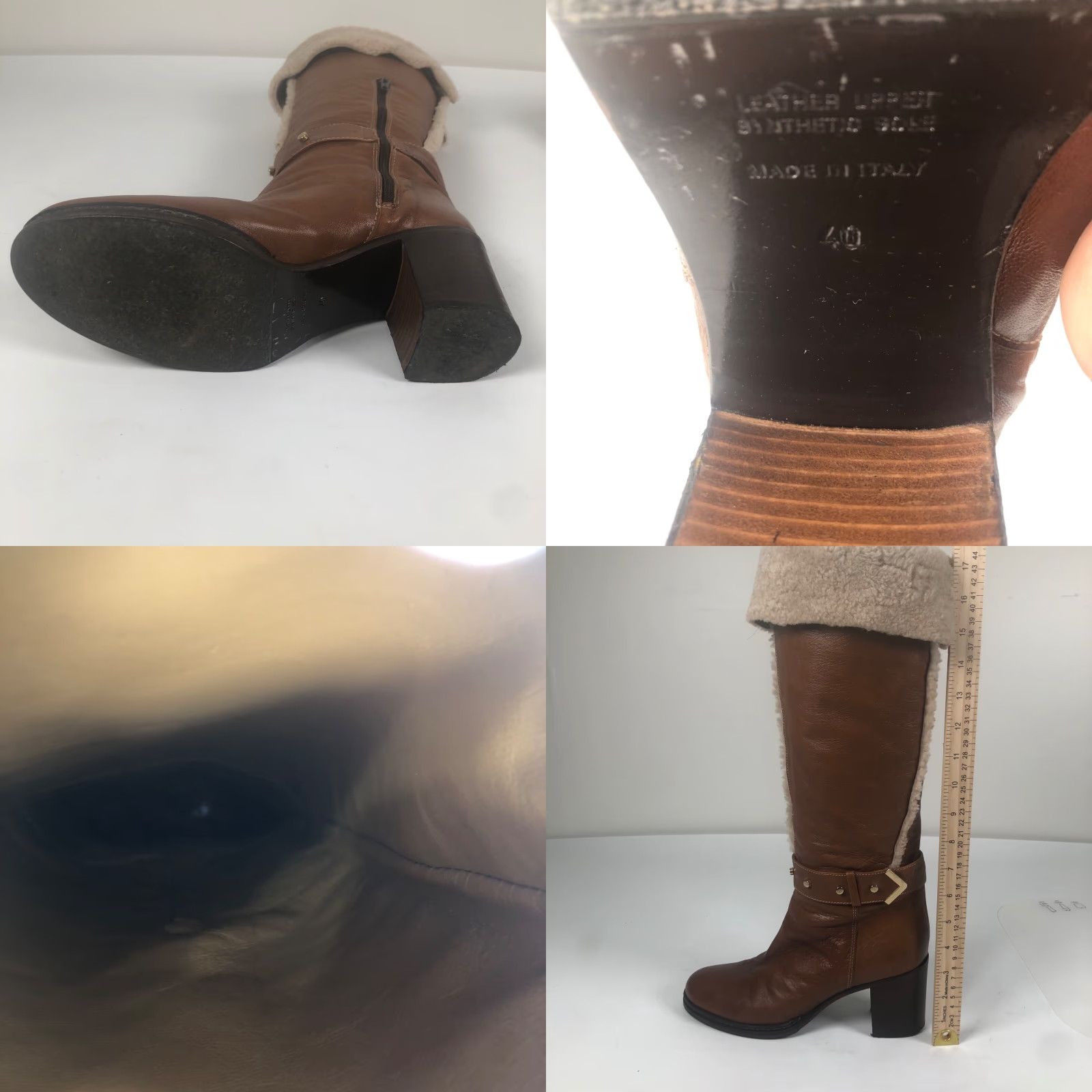 Vintage VINTAGE Napoleoni Boots Women Brown Knee High 9 US / 40 EU Leather Block Heel 3.5” Fur Trim Zipper Winter 70s Bohemian Size US 9 / IT 39 - 9 Thumbnail