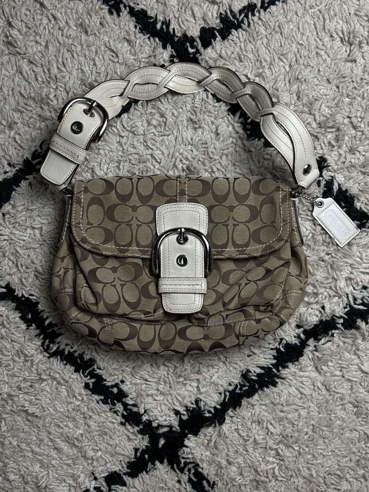 Coach Coach Jacquard Leather Signature Soho Y2K Hand Bag Vintage Size ONE SIZE - 1 Thumbnail