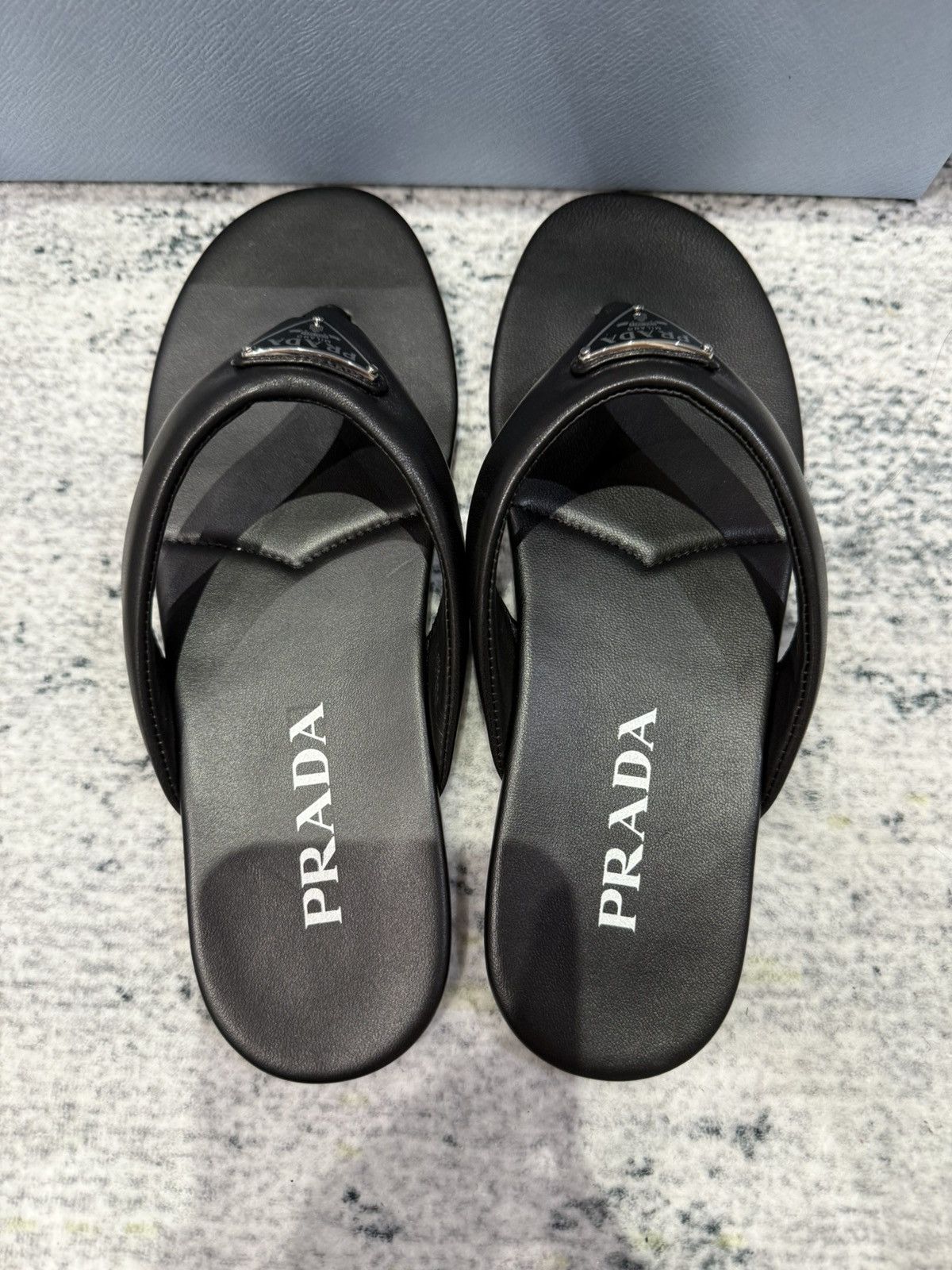 Prada Prada triangle leather flip flops Size US 5 / IT 35 - 2 Thumbnail
