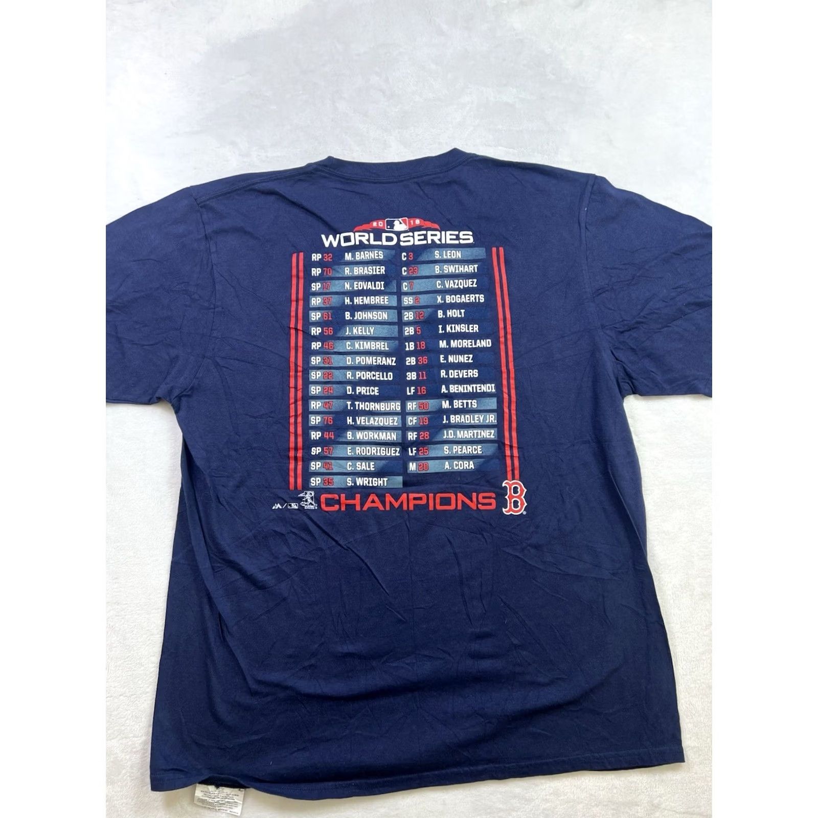 MLB VINTAGE Majestic MLB World Series Champions Boston Red Sox Shirt Mens L Blue 100% Cotton Short Sleeve Bean Town Size US L / EU 52-54 / 3 - 7 Thumbnail