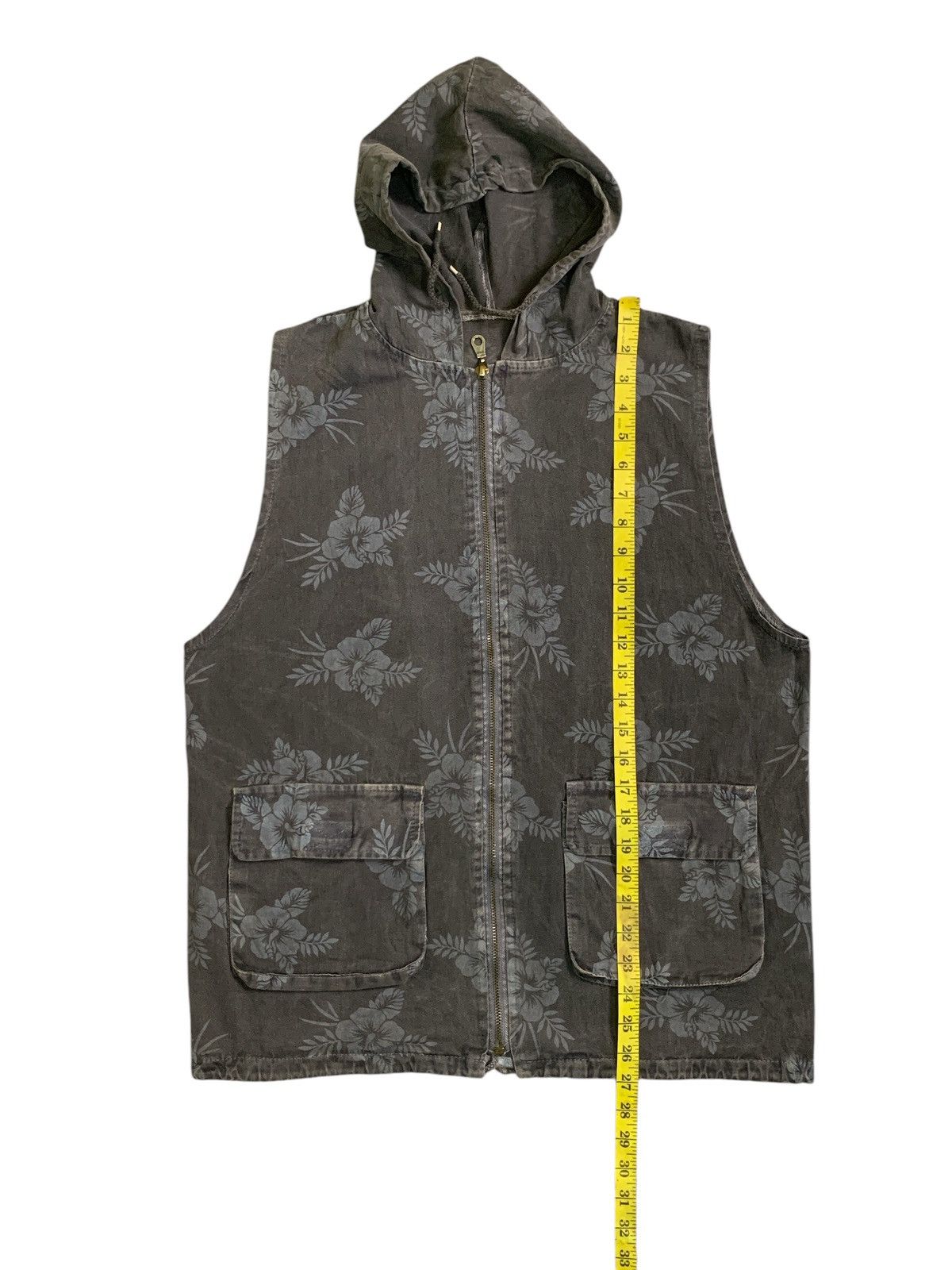 Japanese Brand × Other Rare Design Soft Denim Floral Hoodie Vests Size L / US 10 / IT 46 - 6 Thumbnail