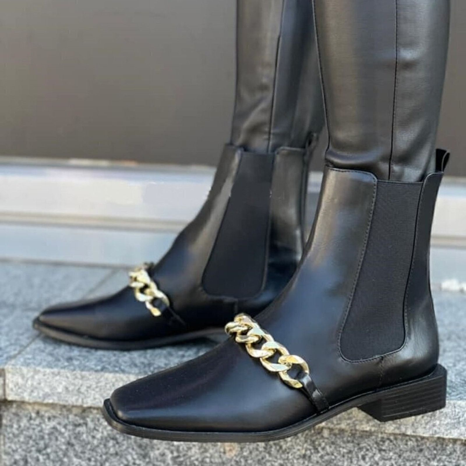 Zara ZARA Black US 8 Square Toe Boots NWT LAST ONE!!! Size US 8 / IT 38 - 5 Thumbnail