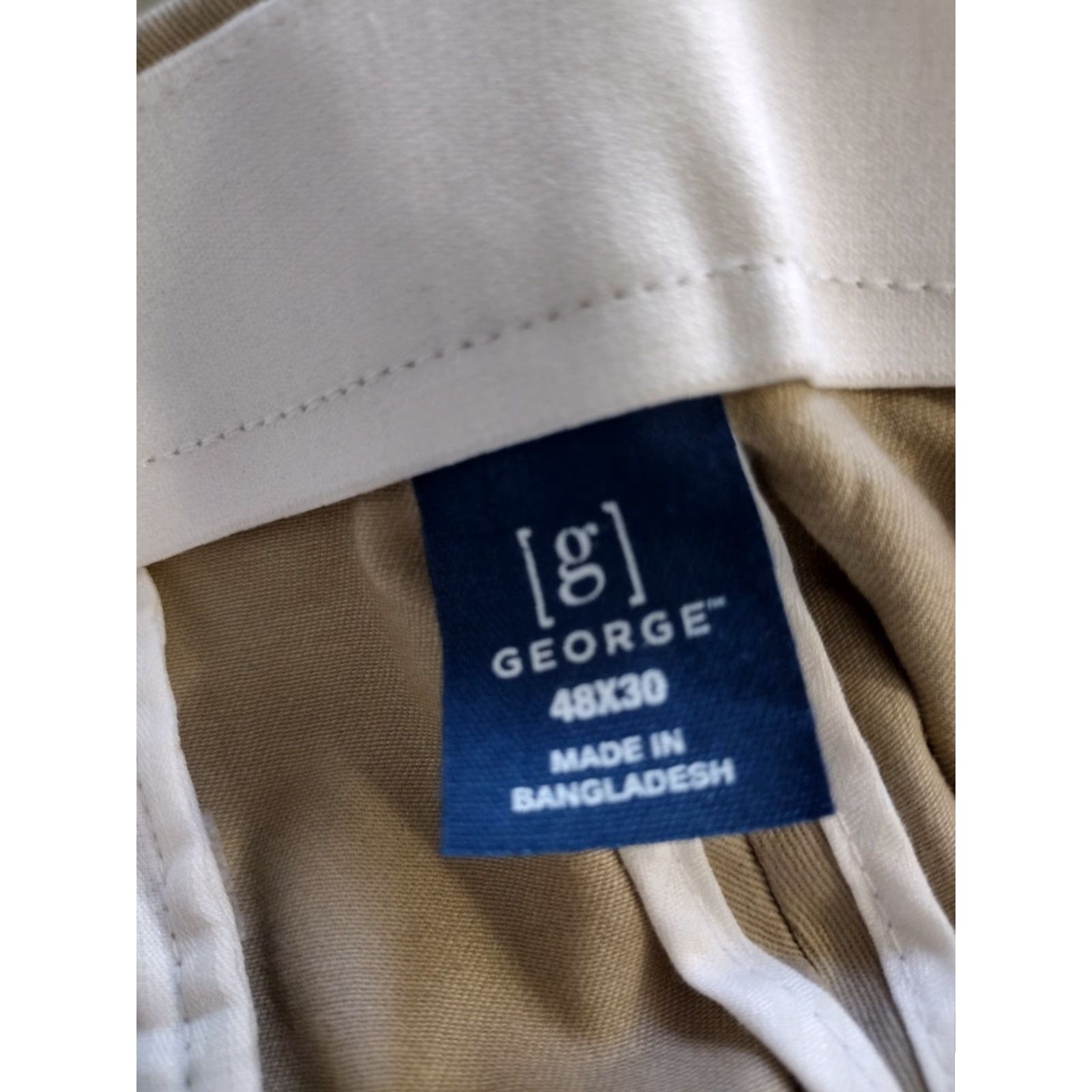 George George Men's Chino Pants Beige Regular Waist 46 Wrinkle Resistant Flat Front Button Closure Inseam 28 in Size US 30 / EU 46 - 5 Thumbnail