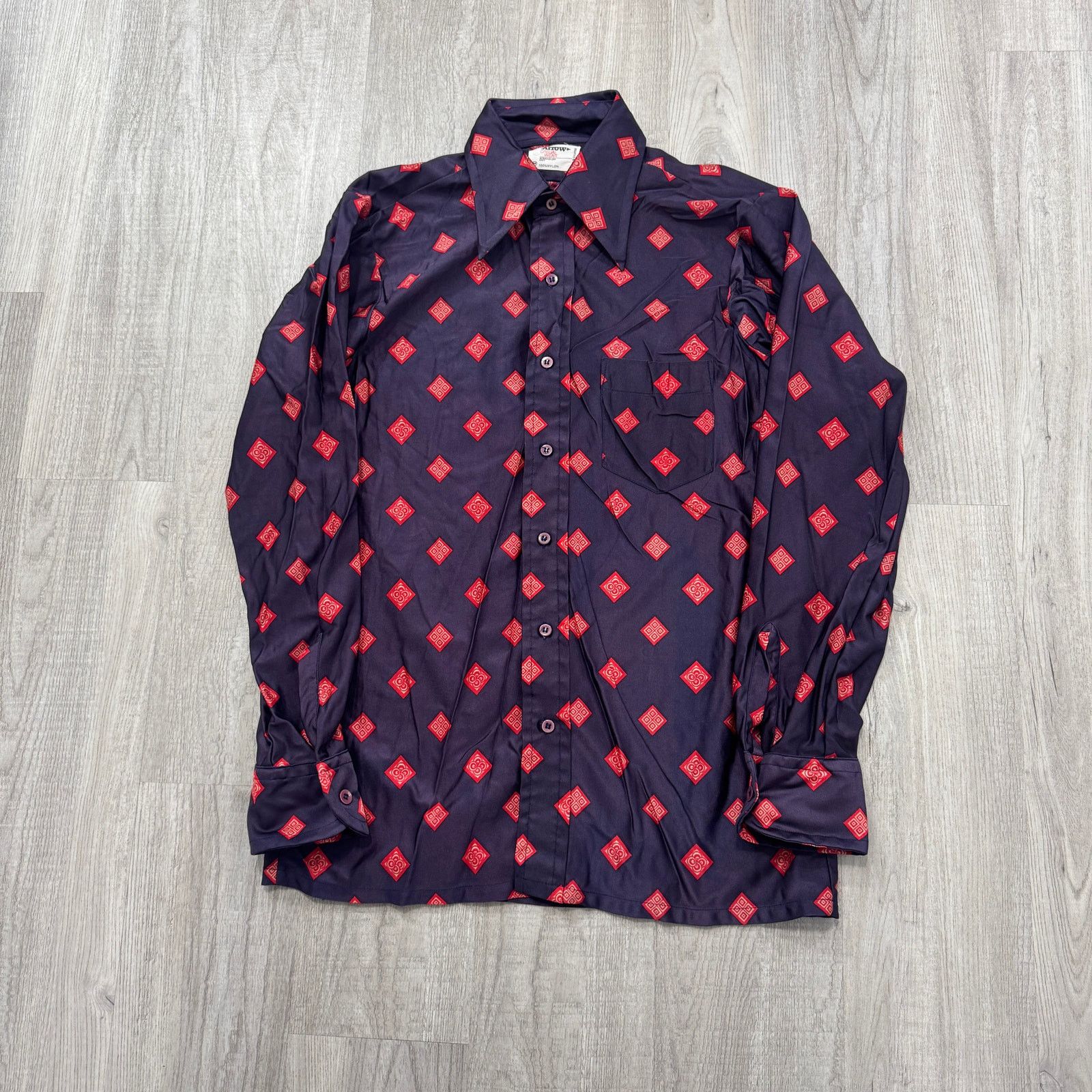 Vintage Vintage Arrow Shirt Mens Medium Geometric All Over Print 70s Size US M / EU 48-50 / 2 - 2 Thumbnail