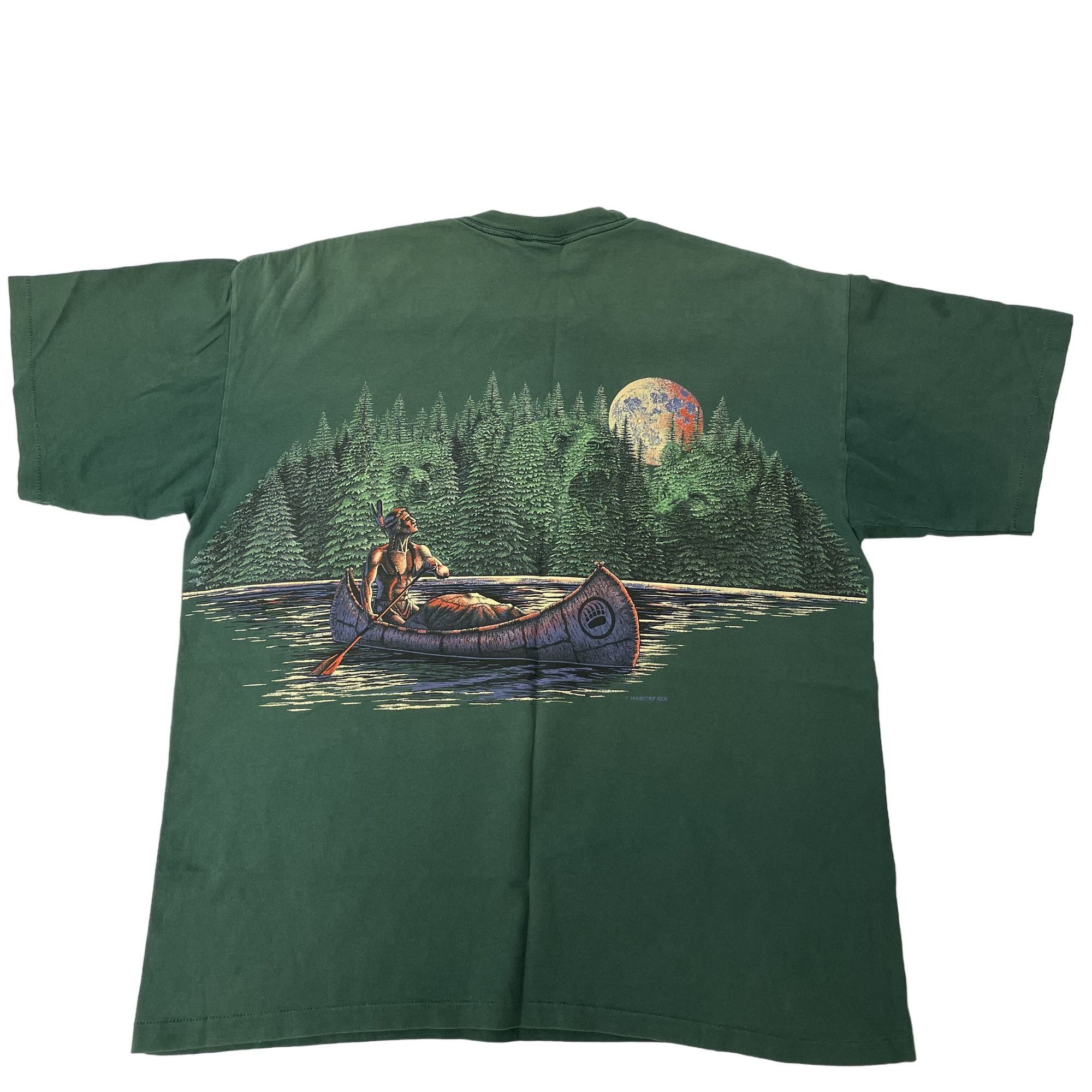 Other Vtg Habitat XCII Green FOREST NATIVE AMERICAN CHIEF T Shirt Size US XL / EU 56 / 4 - 5 Thumbnail