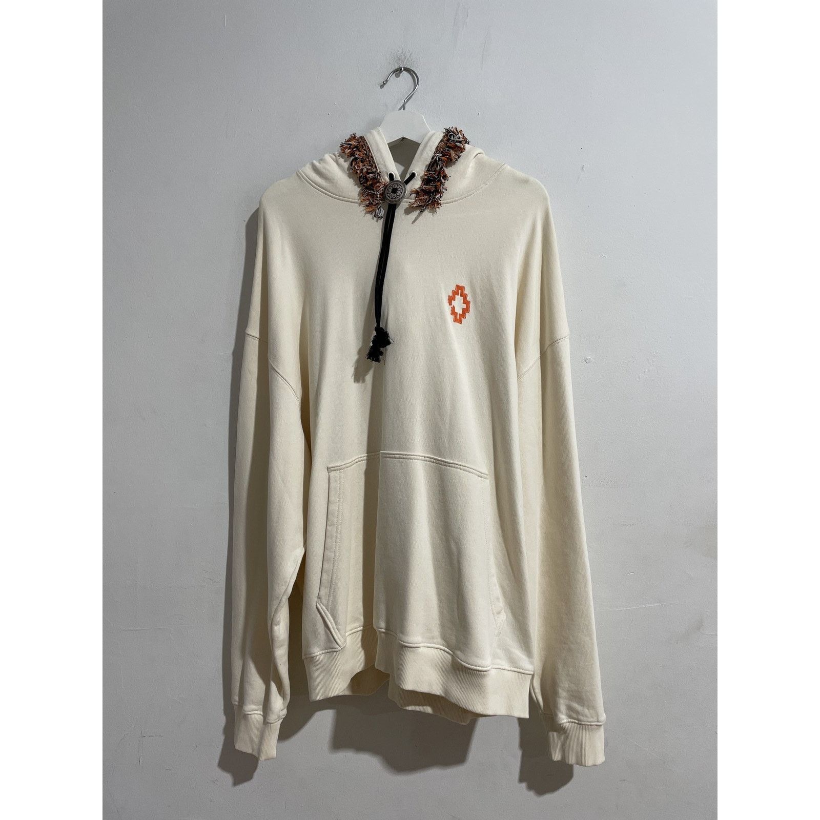 Marcelo Burlon MARCELO BURLON ECRU ORANGE FRINGED HOODIE Size US L / EU 52-54 / 3 - 1 Thumbnail