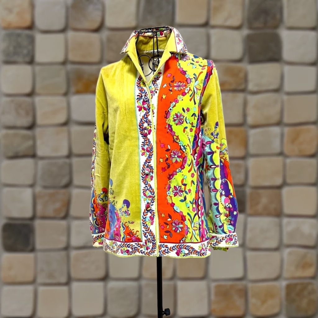 Emilio Pucci VINTAGE Emilio Pucci Pop Art Print Shirt Women's Cotton Velvet Top Size 14 Size XL / US 12-14 / IT 48-50 - 1 Thumbnail