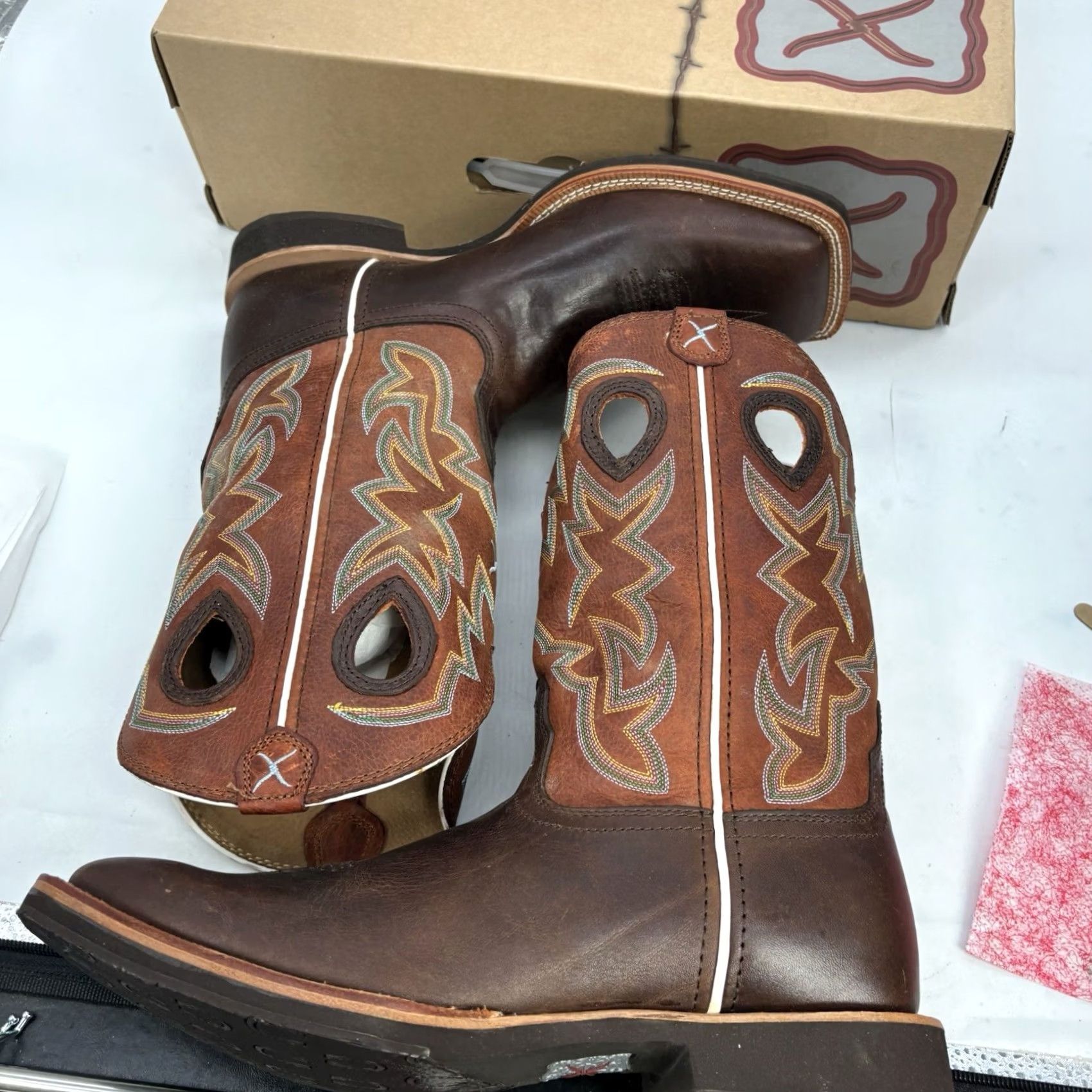 Twisted X VINTAGE Twisted Boots Mens 11D Workwear Cowboy Leather Outdoor Brown MHM0014 New Size US 11 / EU 44 - 4 Thumbnail