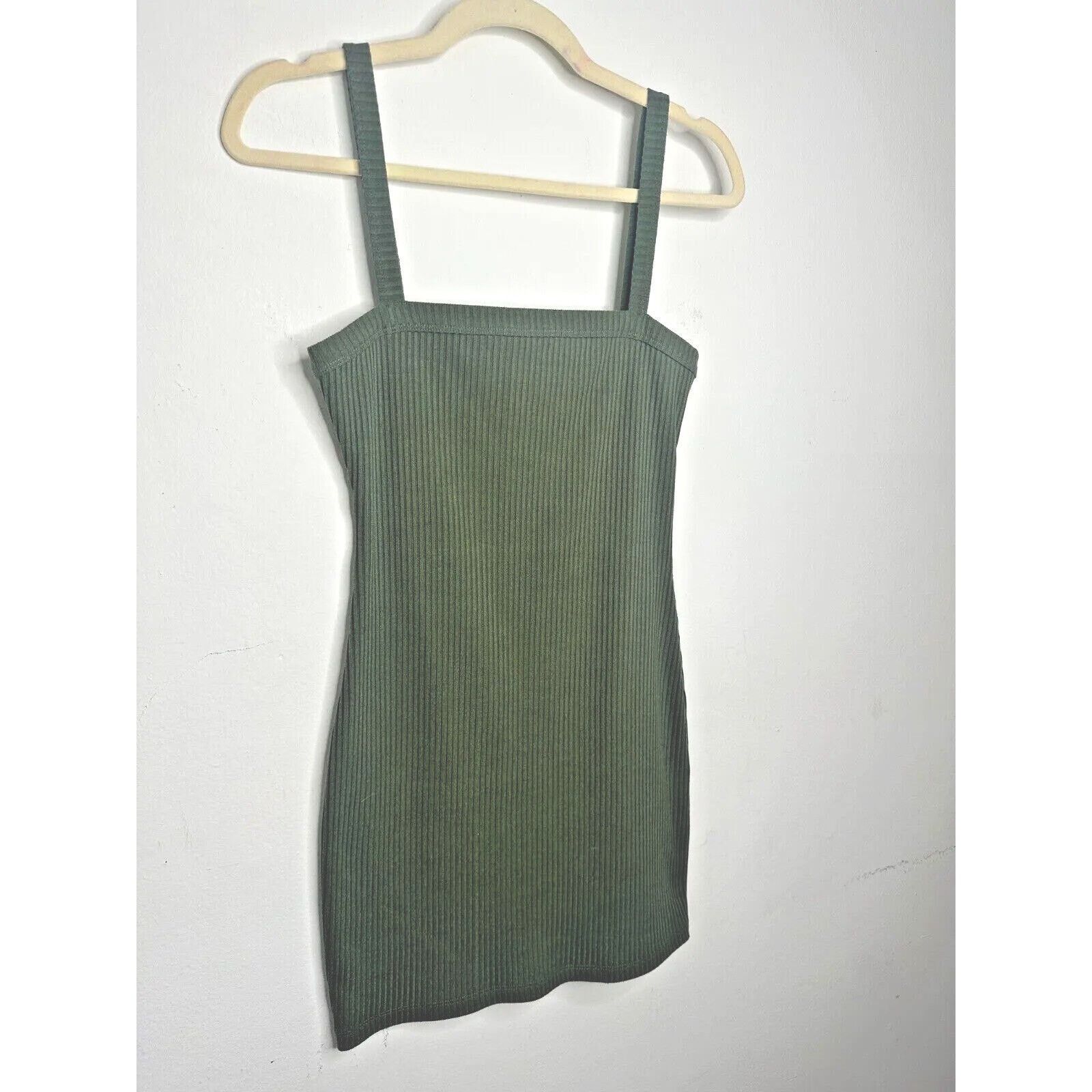 Other Lovers & Friends Olive Square Neck Rib Knit Bodycon Mini S Size S / US 4 / IT 40 - 4 Thumbnail