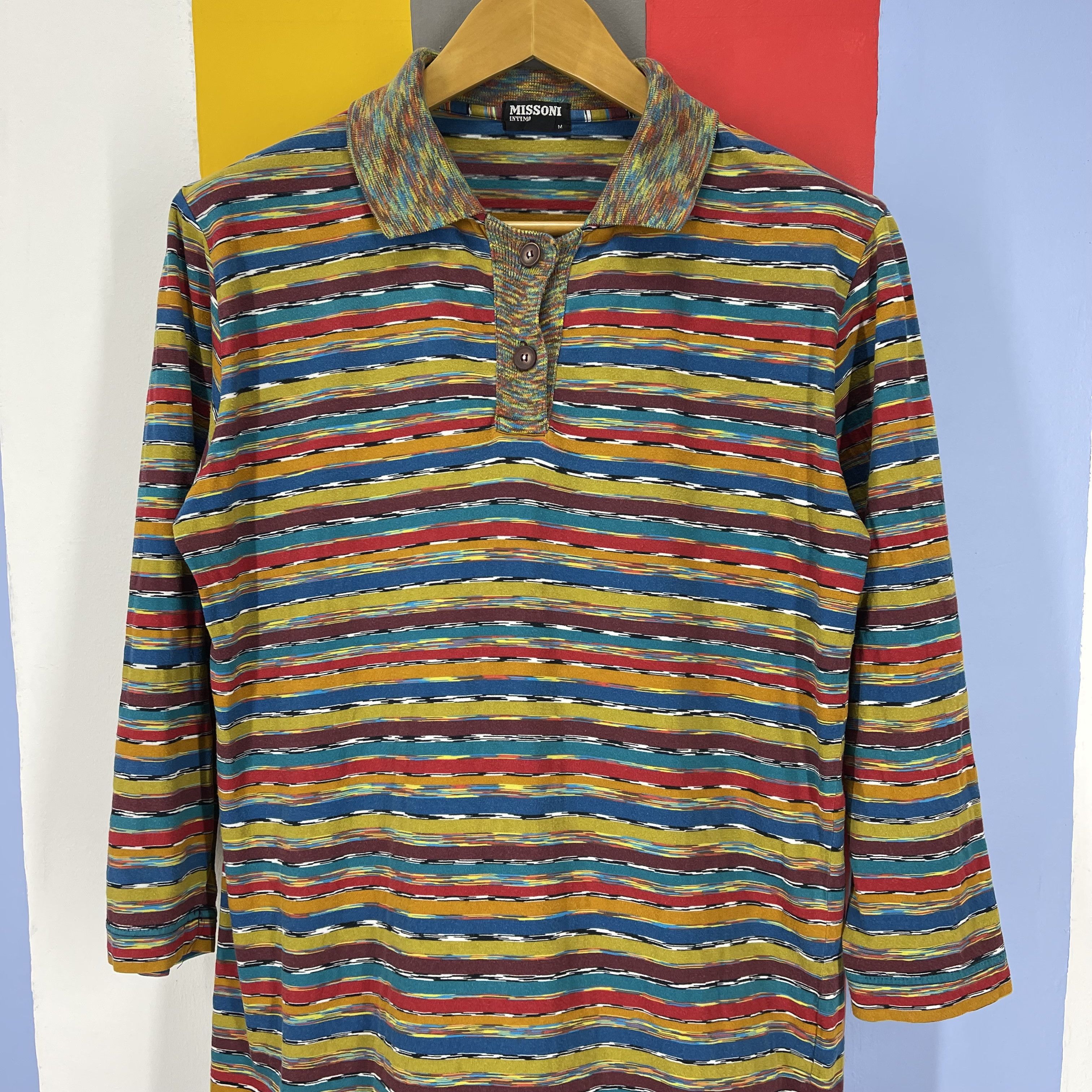 Missoni Vintage MISSONI INTIMO 1/3 Sleeve Polo T Shirt #1763/07 Size US M / EU 48-50 / 2 - 3 Thumbnail
