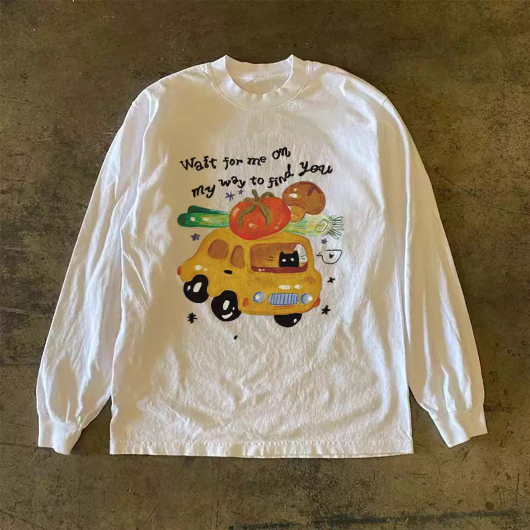 Vintage White washed vintage tomato car print long-sleeved t-shirt Size US M / EU 48-50 / 2 - 1 Thumbnail