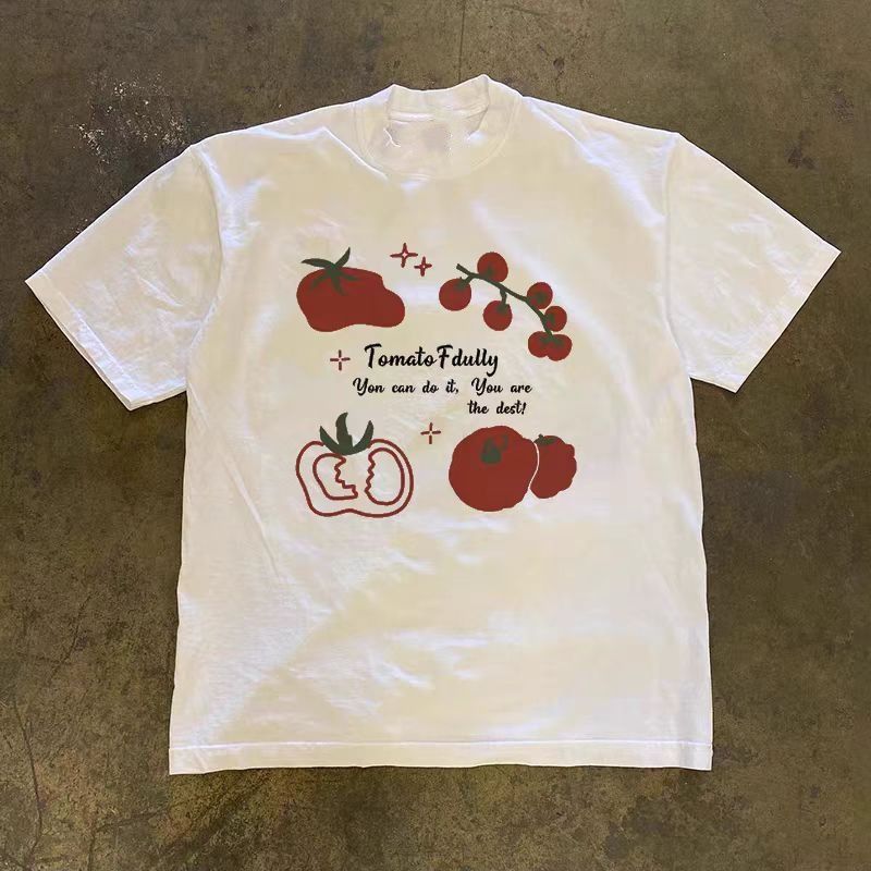 Vintage White street casual retro tomato print t-shirt Size US M / EU 48-50 / 2 - 1 Thumbnail