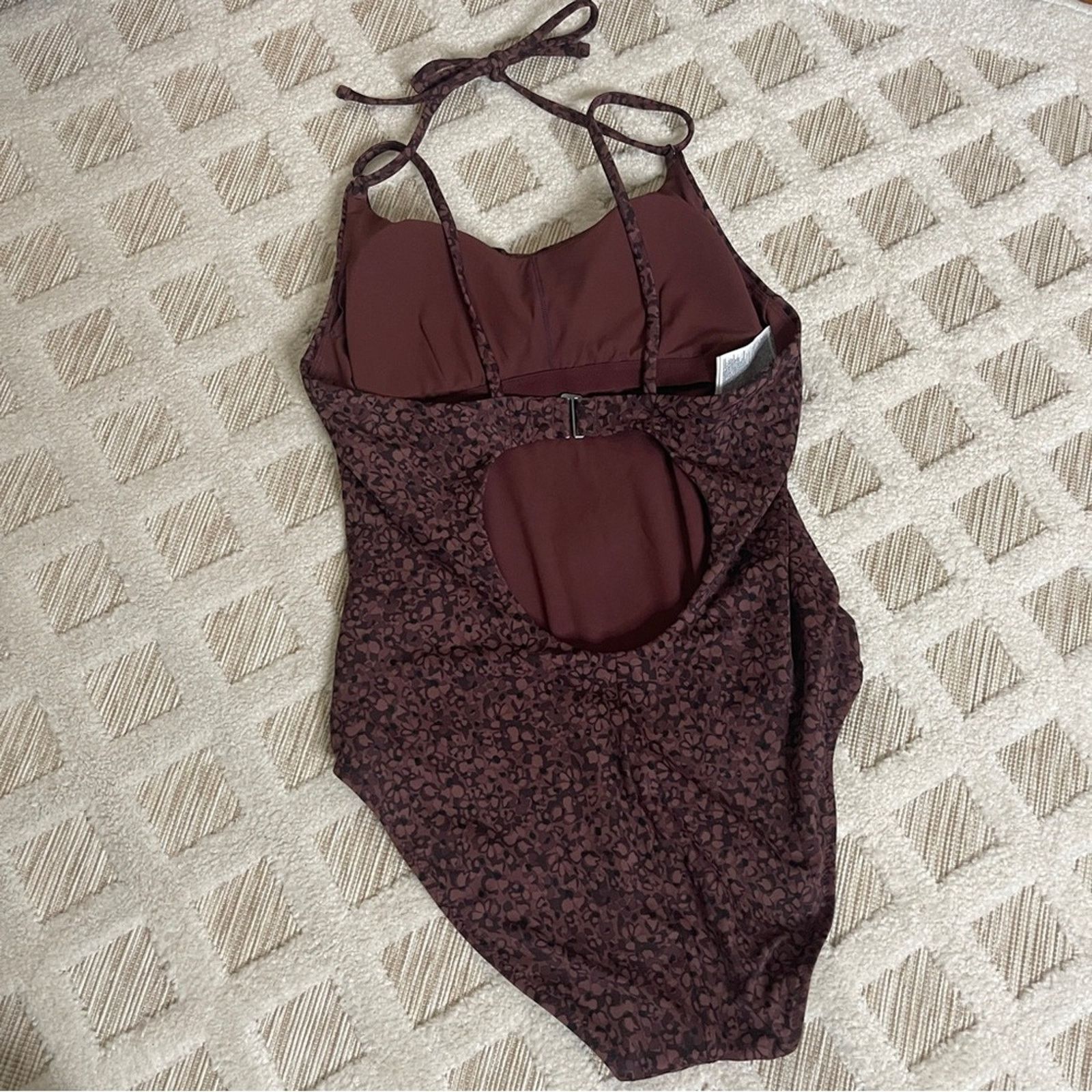 Athleta Athleta Brown Floral Print One Piece Keyhole Back Swimsuit Size M / US 6-8 / IT 42-44 - 4 Thumbnail