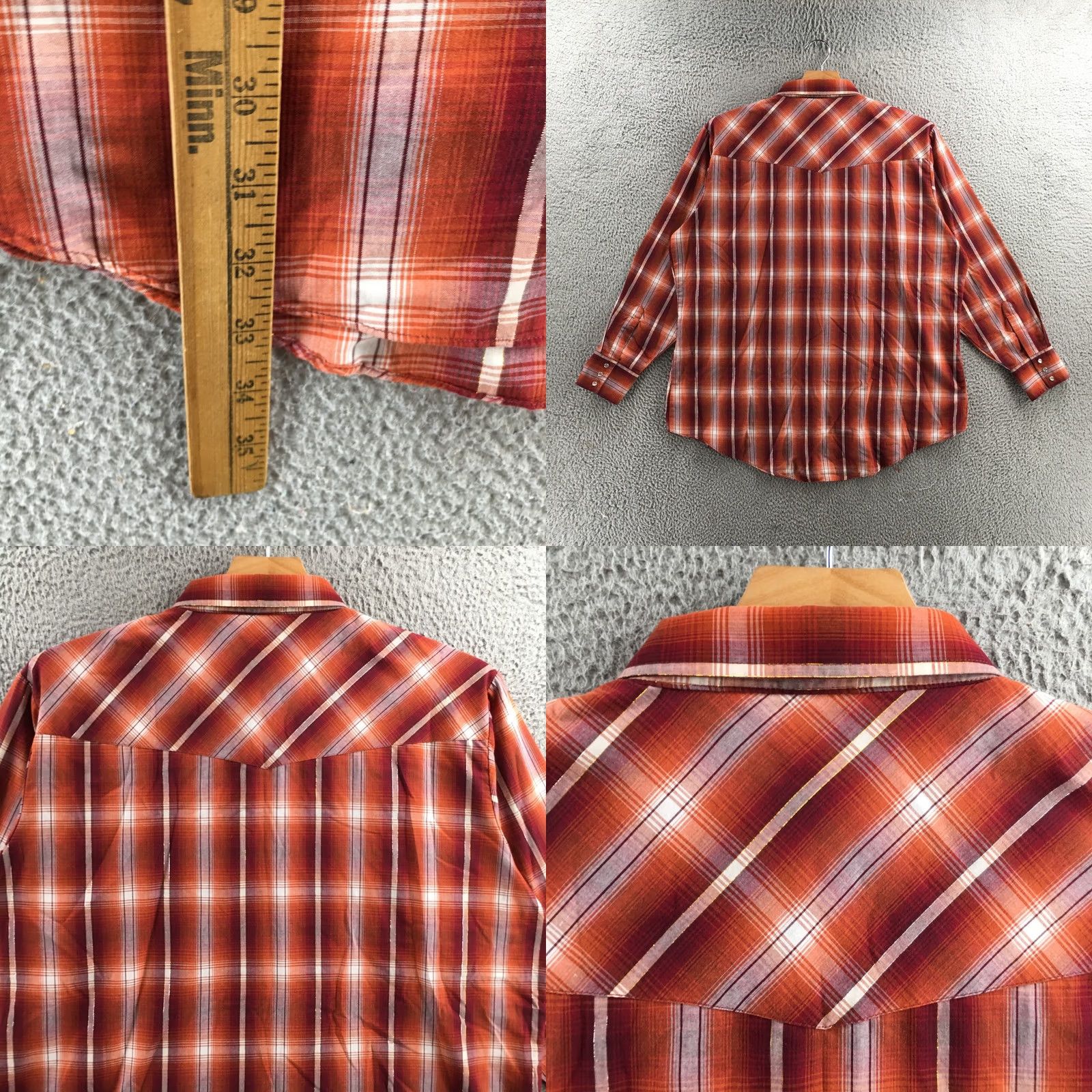 Vintage Ely Cattleman Button Up Shirt Mens XXL Tall Orange Plaid Long Sleeve Collared Size US XXL / EU 58 / 5 - 8 Thumbnail