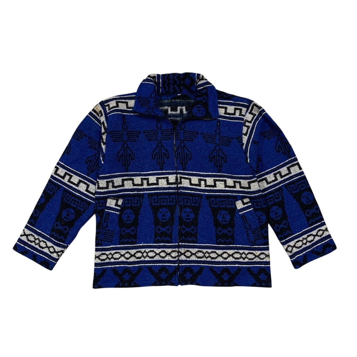 Vtg Southwestern Aztec Thunderbird Motif Jacket