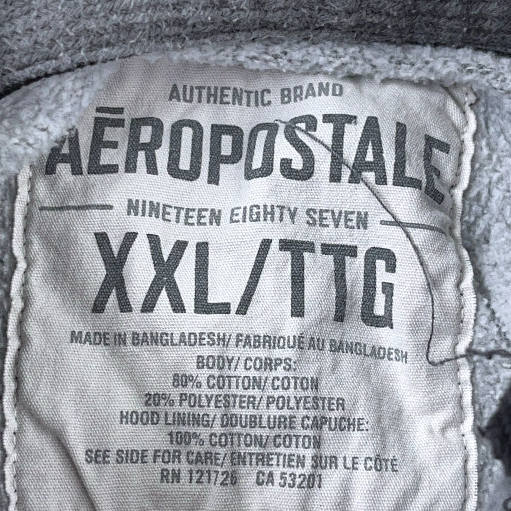 Aeropostale VINTAGE Aeropostale Hoodie Mens 2XL Gray Black Sweatshirt 2000s Skate NYC Pullover Crew Neck Cotton Blend Fleece Logo Embroidered Size US XXL / EU 58 / 5 - 3 Thumbnail