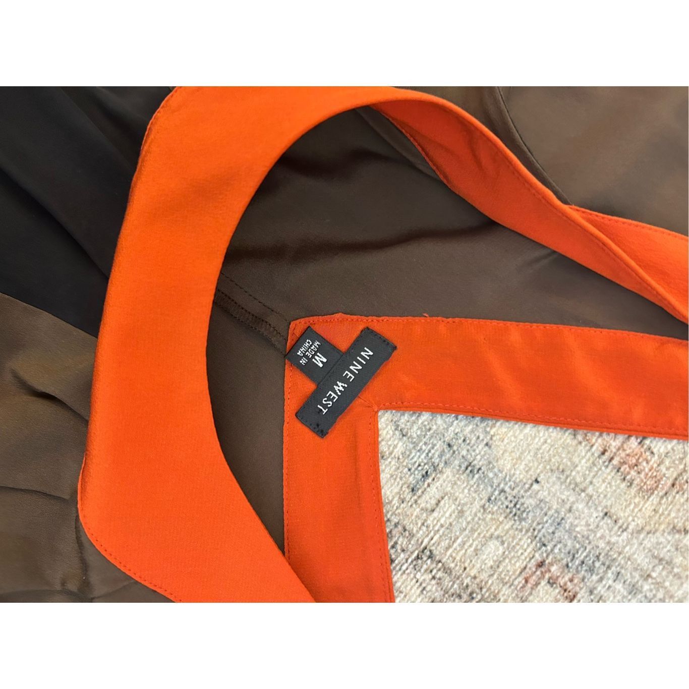 Nine West Nine West NWT Silk Brown Orange Black Sleeveless Blouse, Sz Size M / US 6-8 / IT 42-44 - 4 Thumbnail