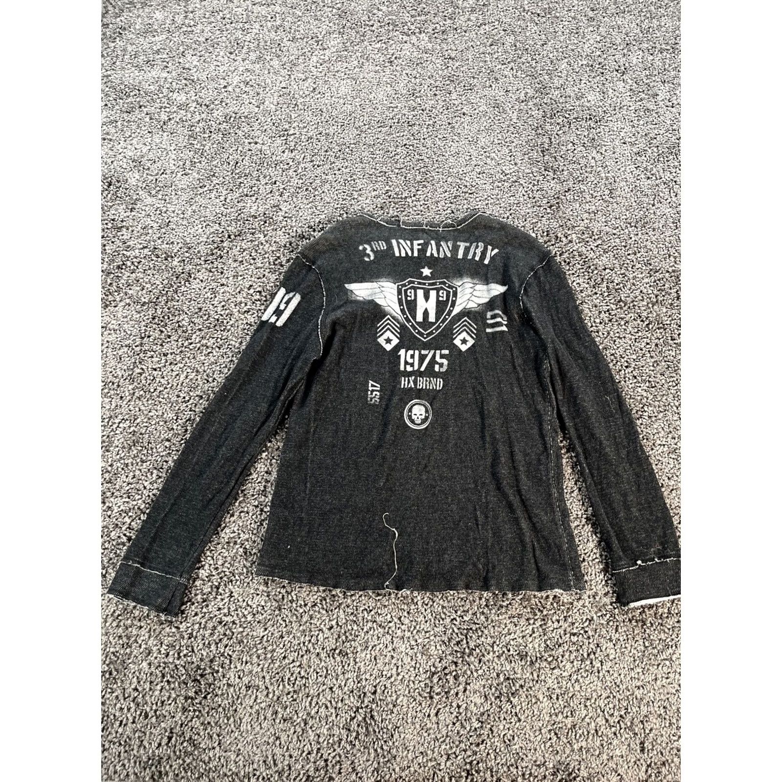 Vintage VINTAGE Helix Longsleeve Thermal Shirt Mens L Black Skull Y2K Size US L / EU 52-54 / 3 - 5 Thumbnail