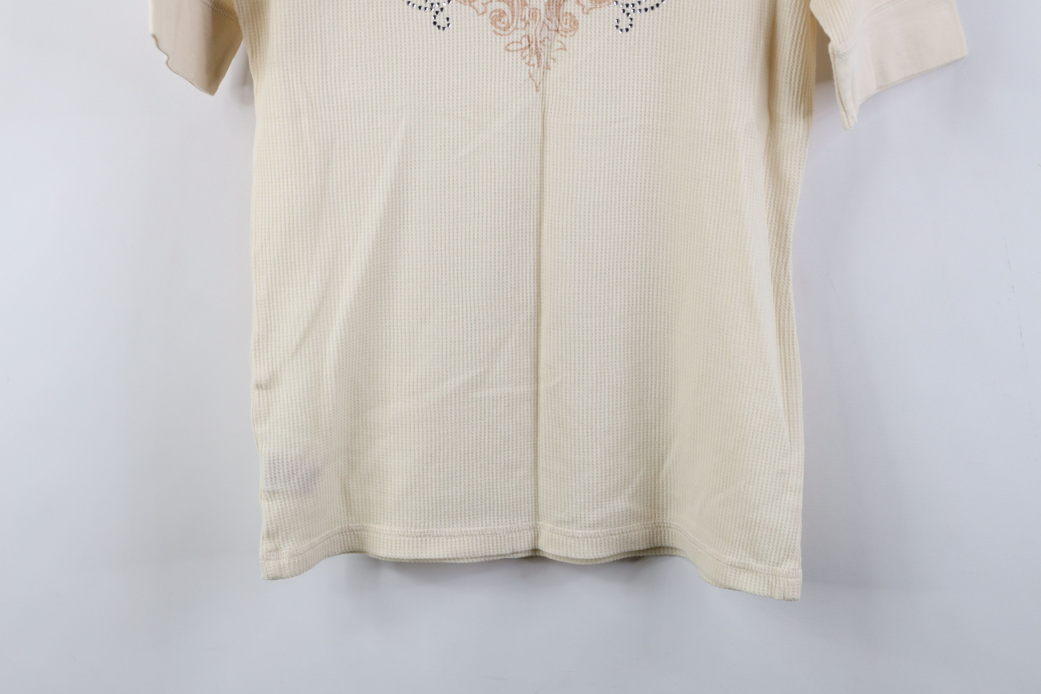 Levi's Vintage Y2K Levis Cropped Thermal Waffle Knit Henley T-Shirt Size L / US 10 / IT 46 - 14 Thumbnail