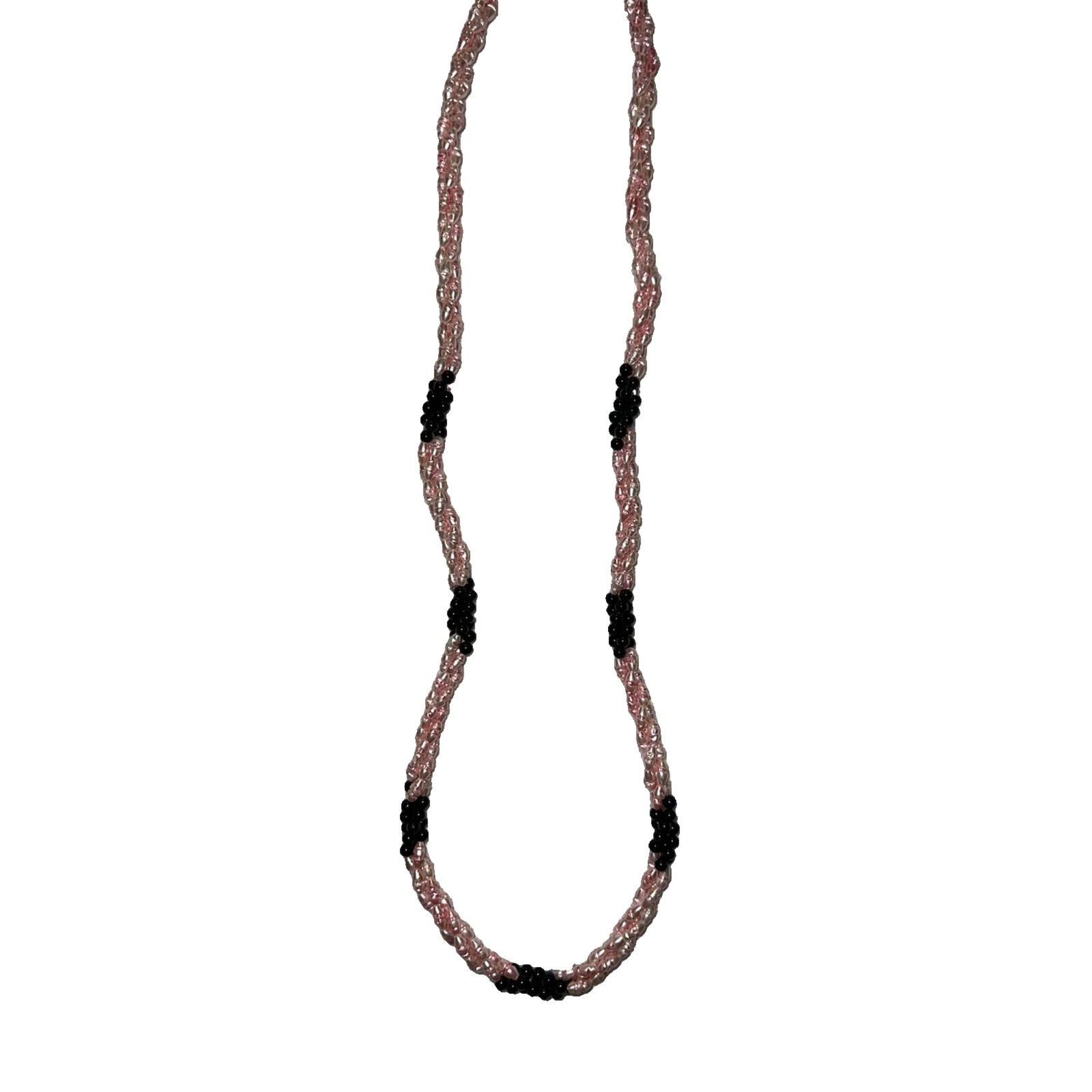 Unknown London Vintage Triple Strand Necklace Pink & Black Size ONE SIZE - 3 Thumbnail