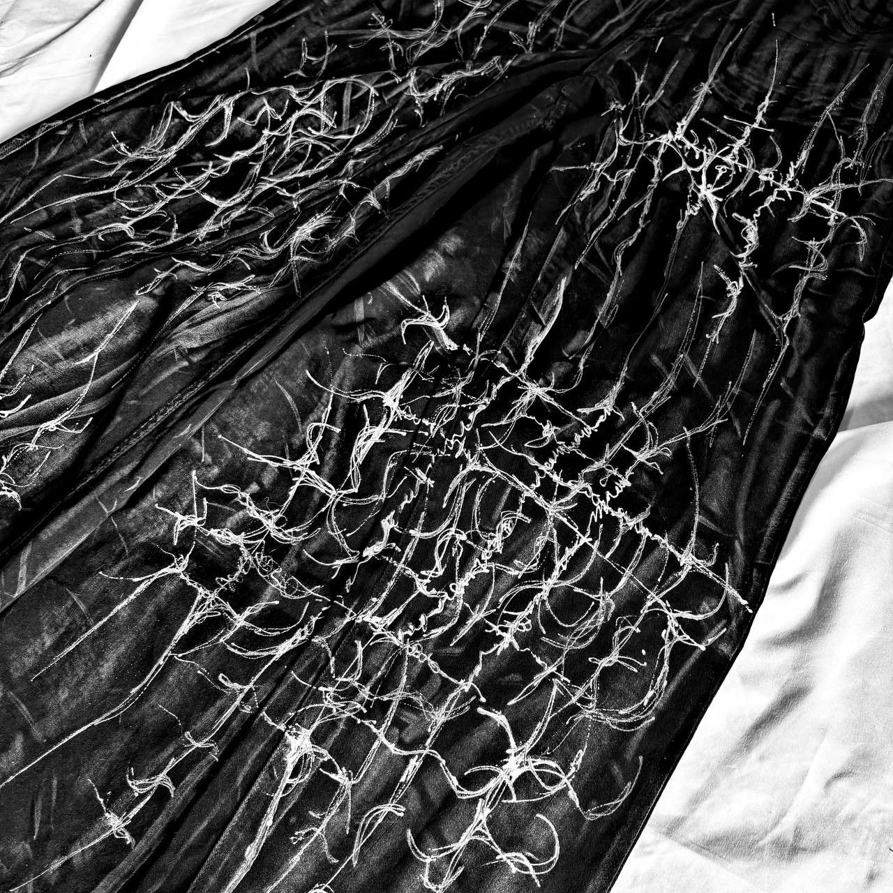 Japanese Brand Custom Black Baggy Jeans with White cyber sigilismPrint Size US 36 / EU 52 - 4 Thumbnail