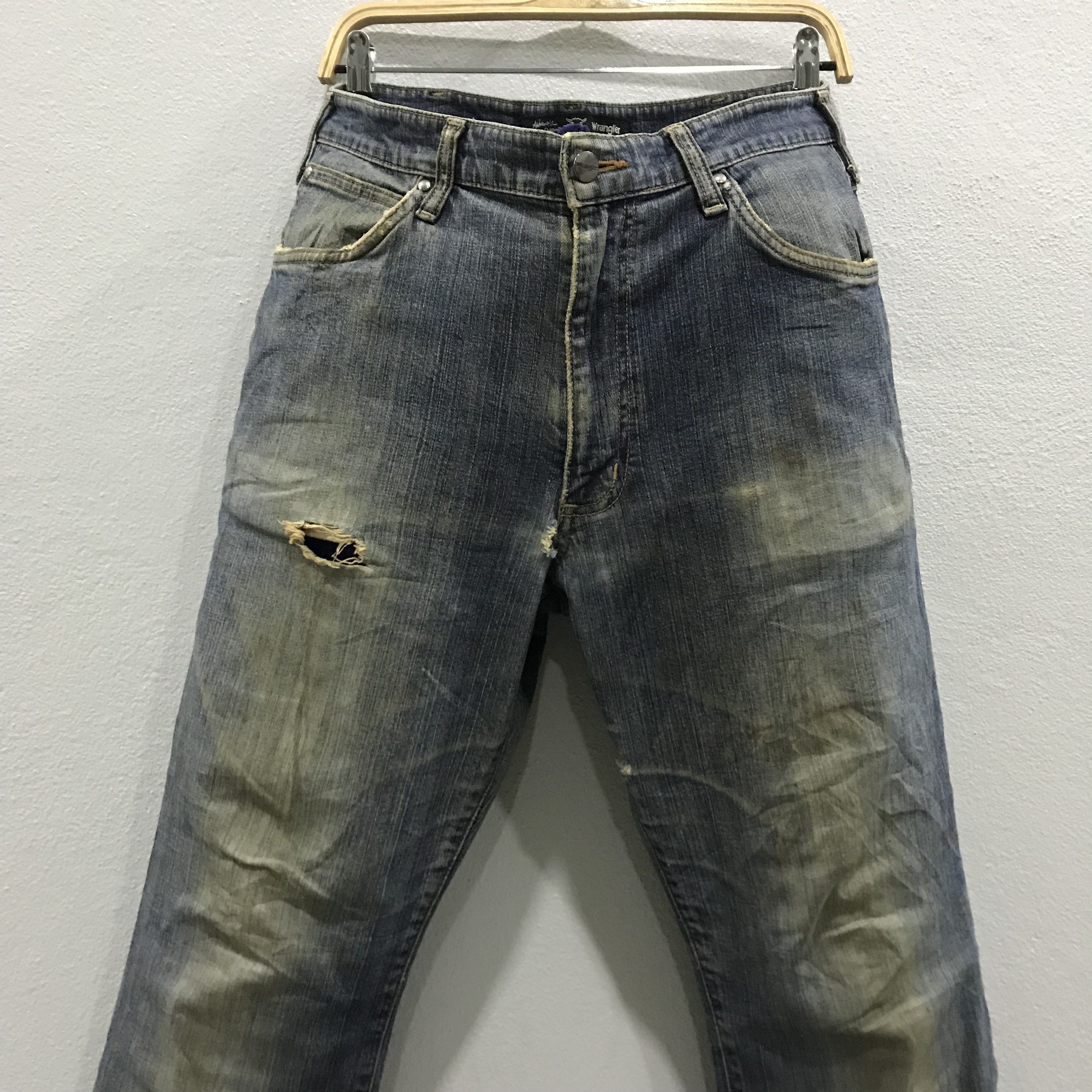 Wrangler Vintage Wrangler Japan Distressed Blue Straight Leg Jeans Size US 34 / EU 50 - 3 Thumbnail