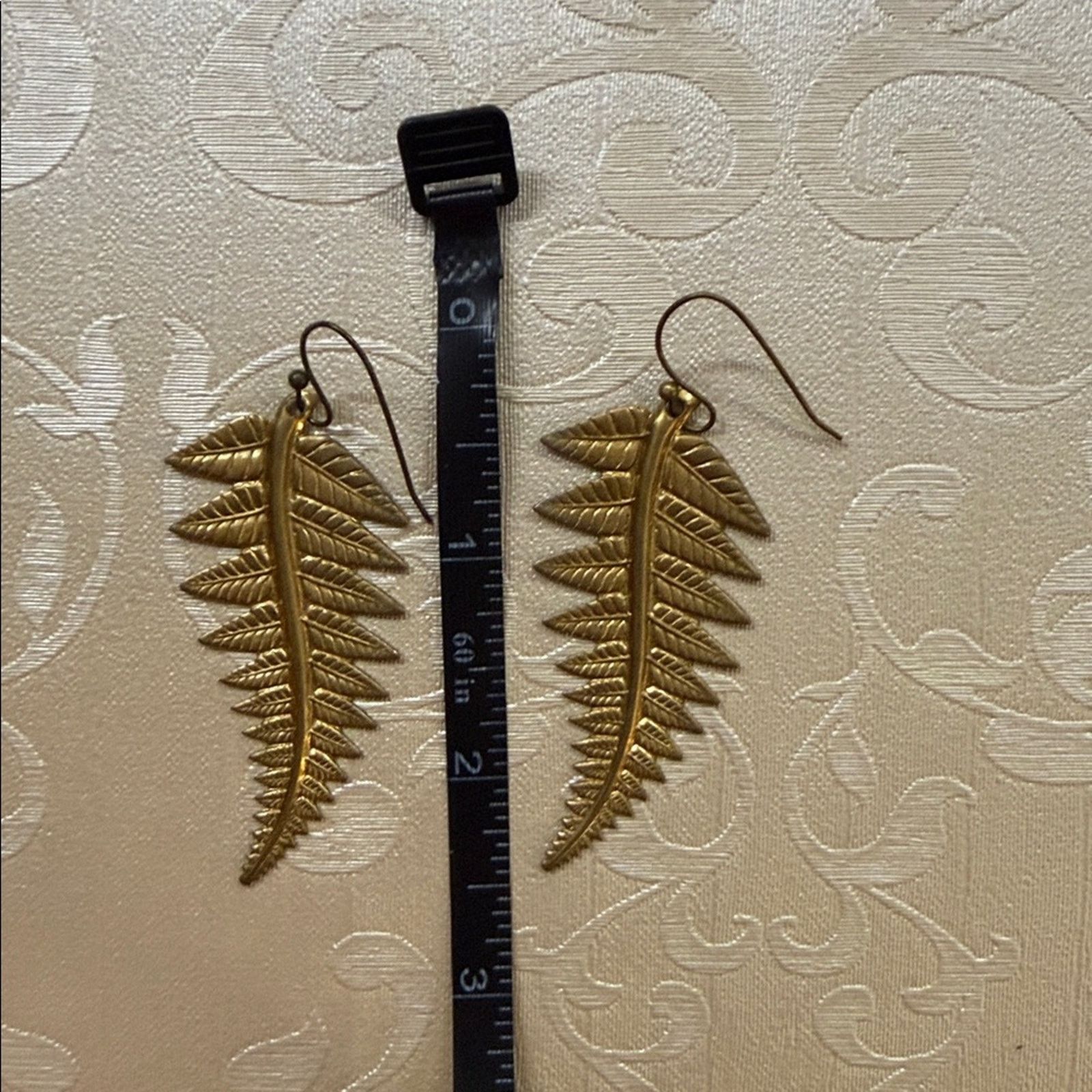 Handmade Gold Leaf Earrings Size ONE SIZE - 2 Thumbnail