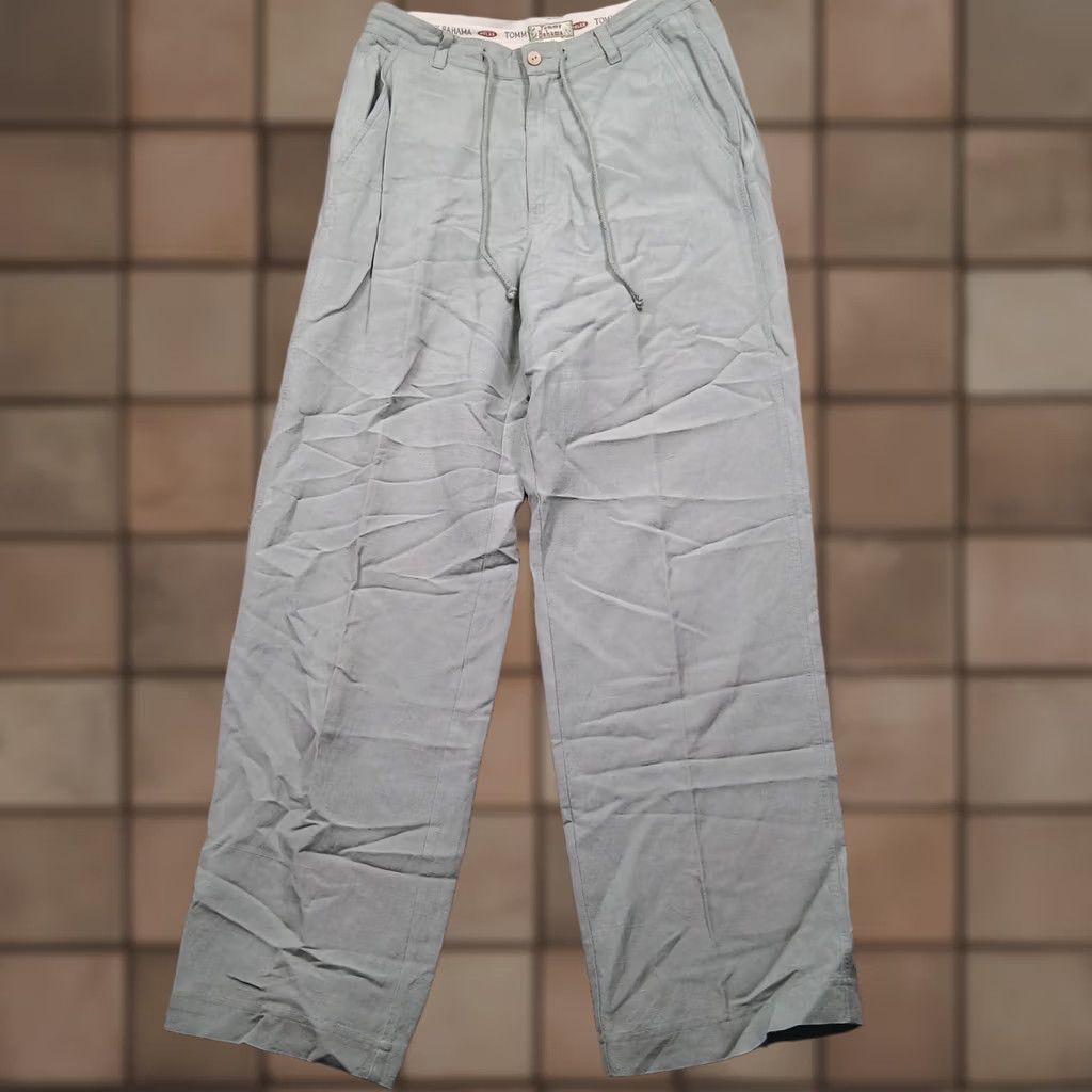 Tommy Bahama VINTAGE Tommy Bahama Pants Women 10 Green Hemp Blend Lightweight Casual Ankle Wide-Leg Pockets Drawstring Beach Tropical Resort Mens Womens Girls Size 32" / US 10 / IT 46 - 1 Thumbnail